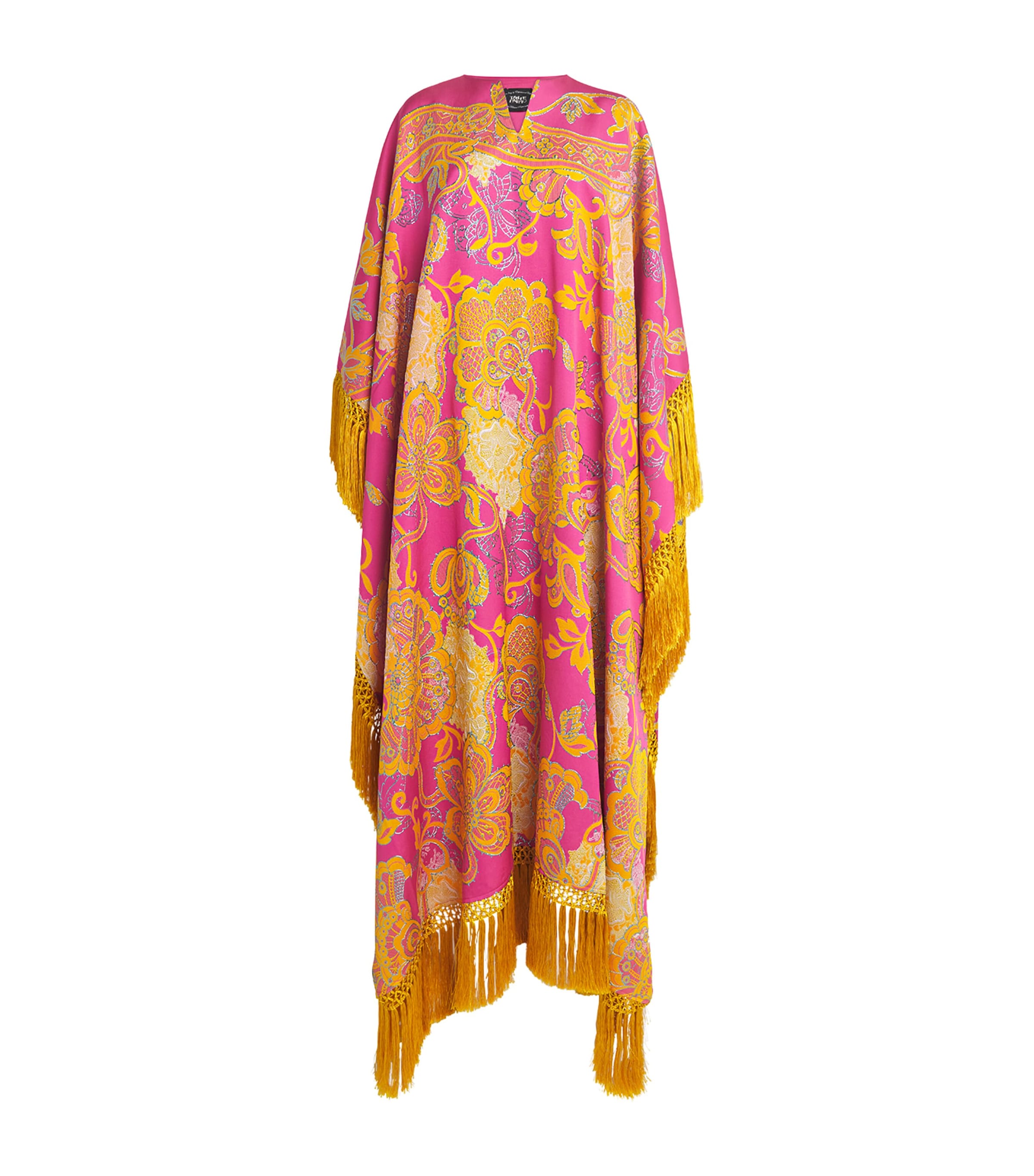 Taller Marmo Womens Fringed Pahlavi Kaftan Maxi Dress Image 1