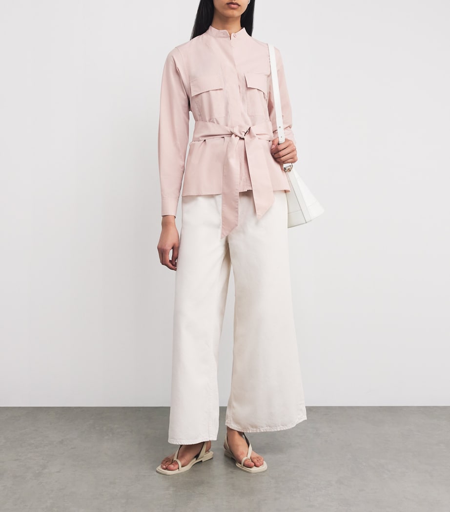 Weekend Max Mara Womens Cotton Tie Shirt Pink Image 2