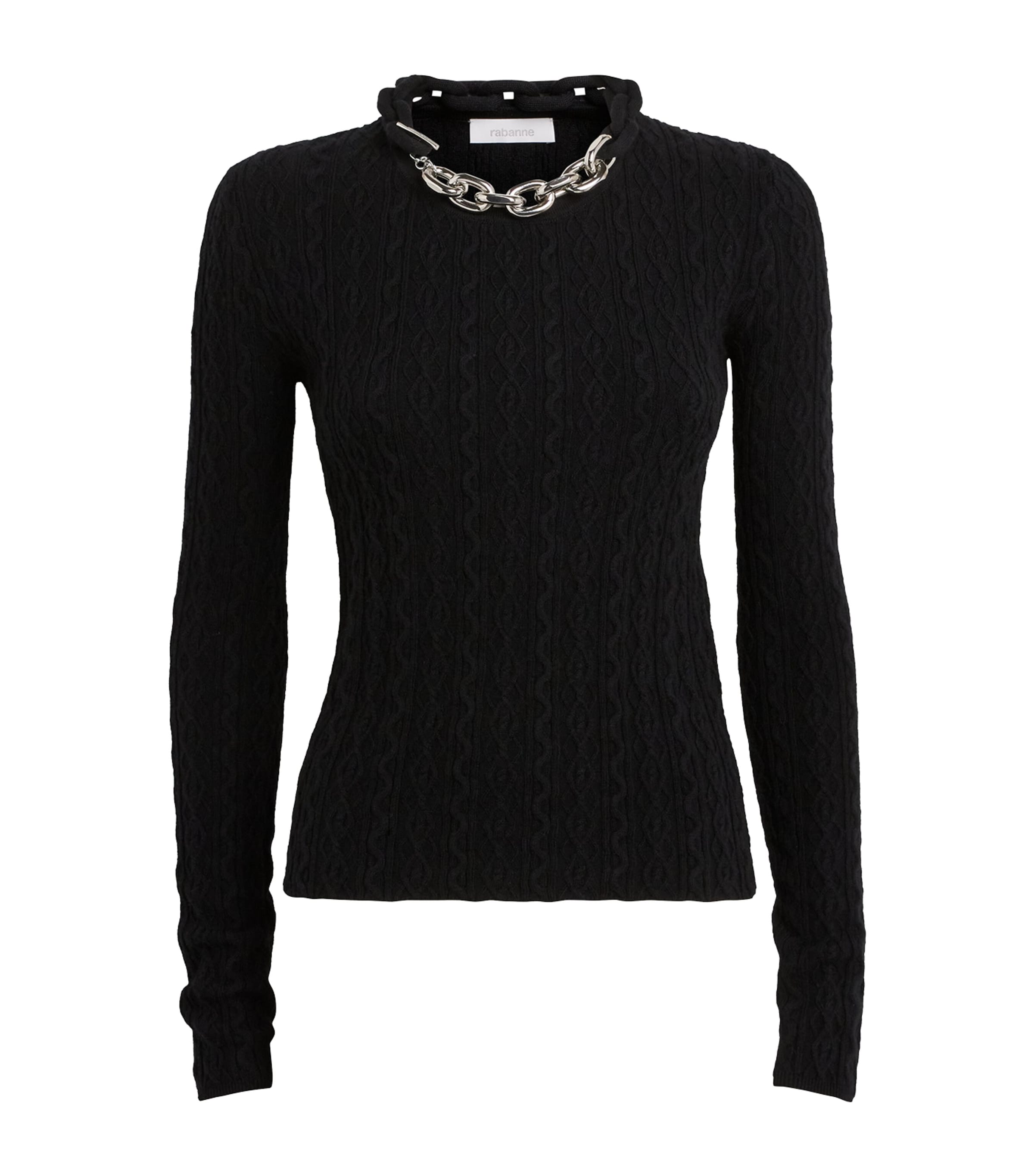 Wool-Blend Embellished Top P001 BLACK Image 1