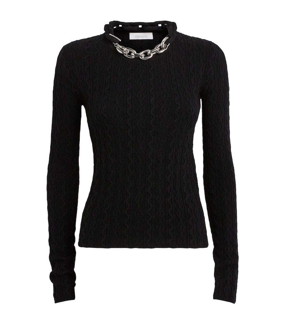 Wool-Blend Embellished Top P001 BLACK Image 1