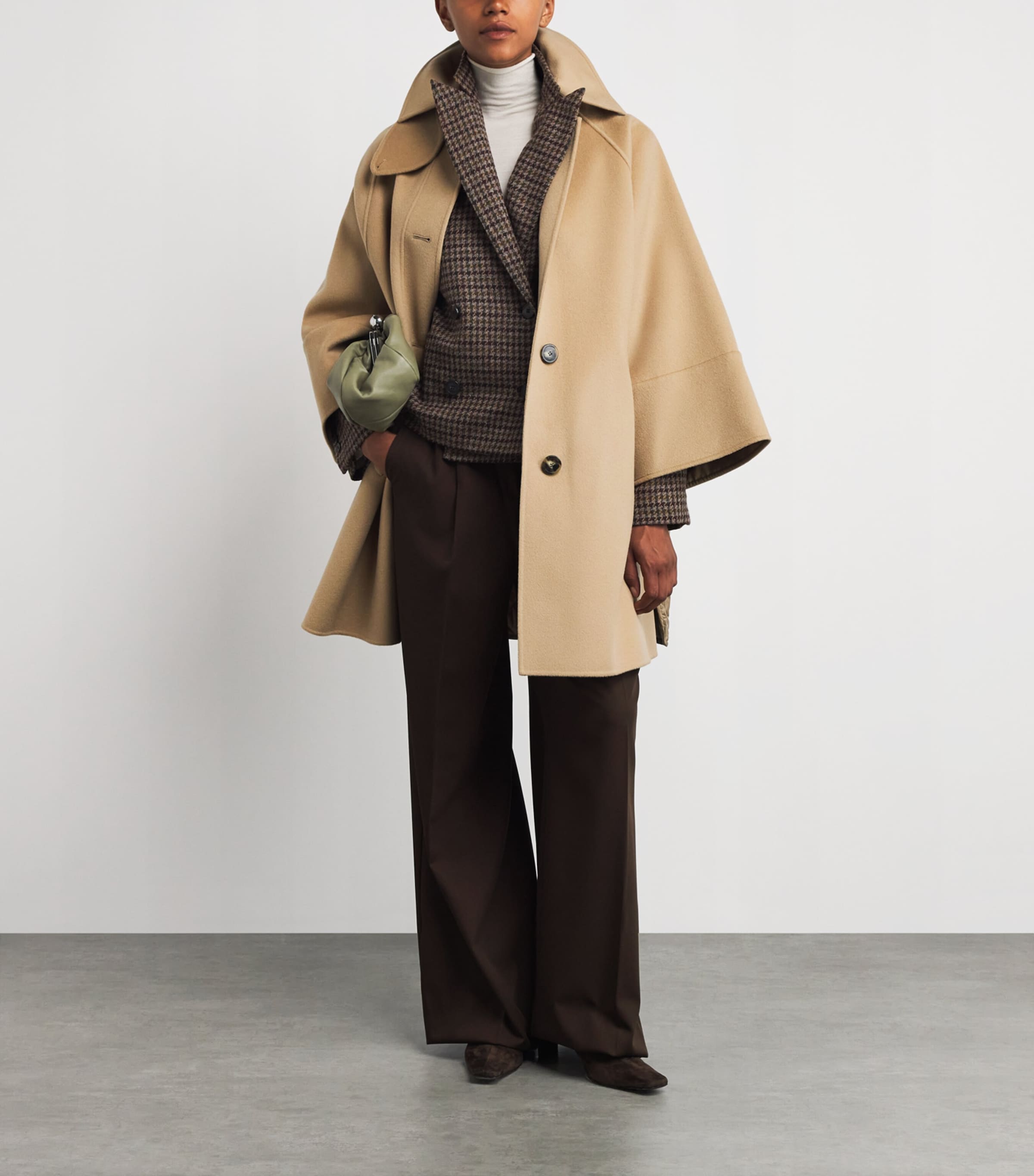 Weekend Max Mara Beige Wool-Blend Quilted Dolman Coat Harrods UK