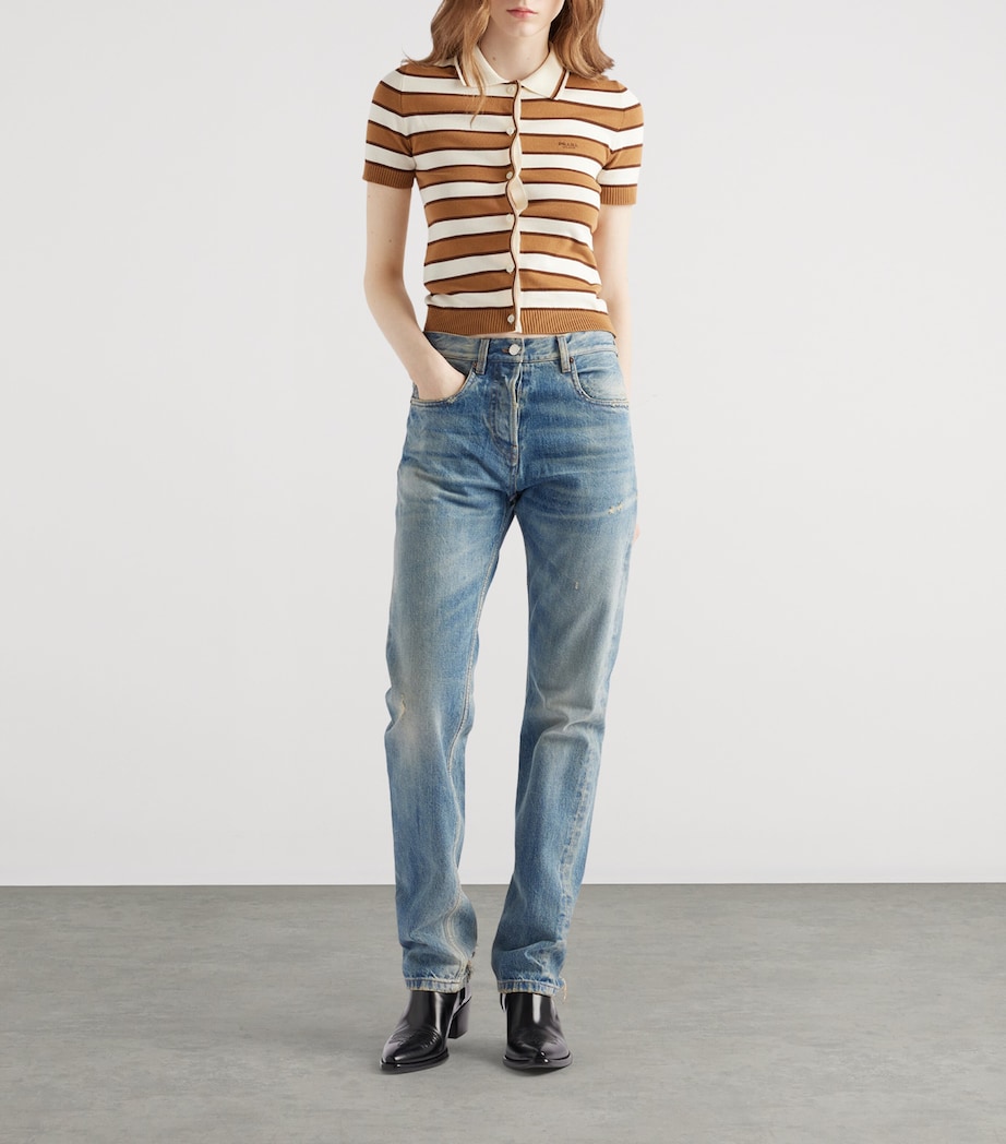 Cotton Stripe Cardigan F0BH2 Image 2