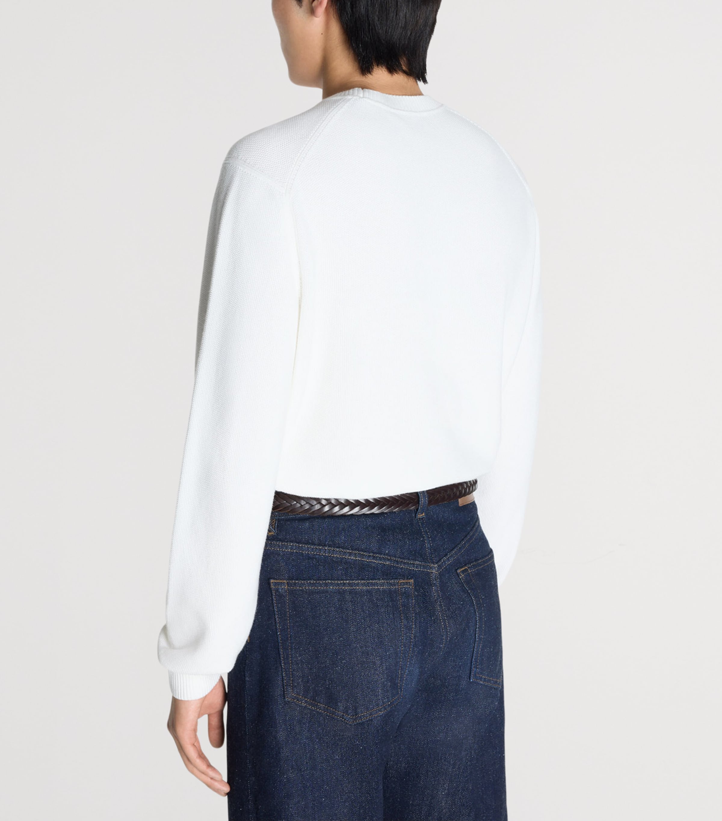 Dunhill Mens Cotton Crew-Neck Sweater White Image 4