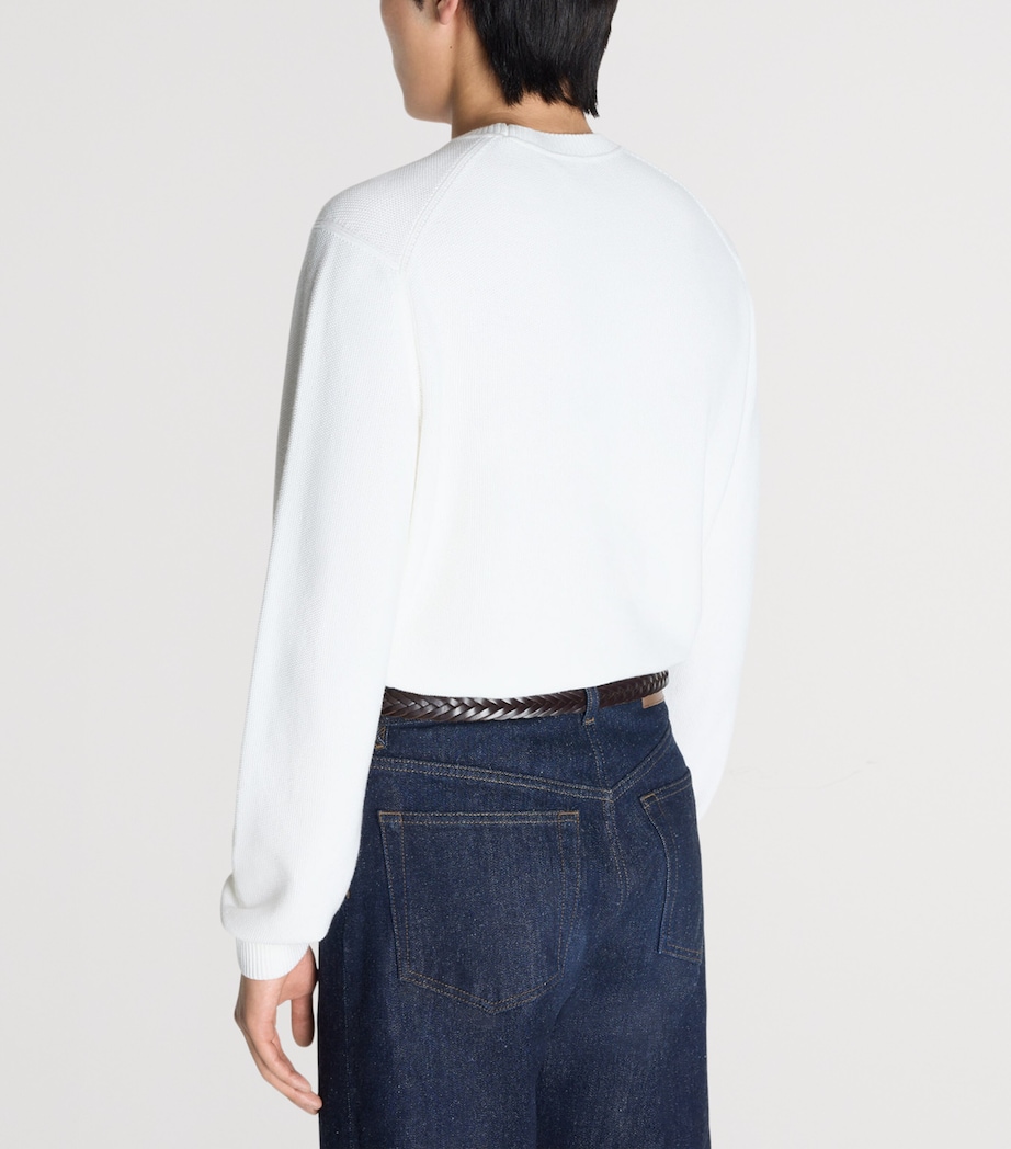 Dunhill Mens Cotton Crew-Neck Sweater White Image 4