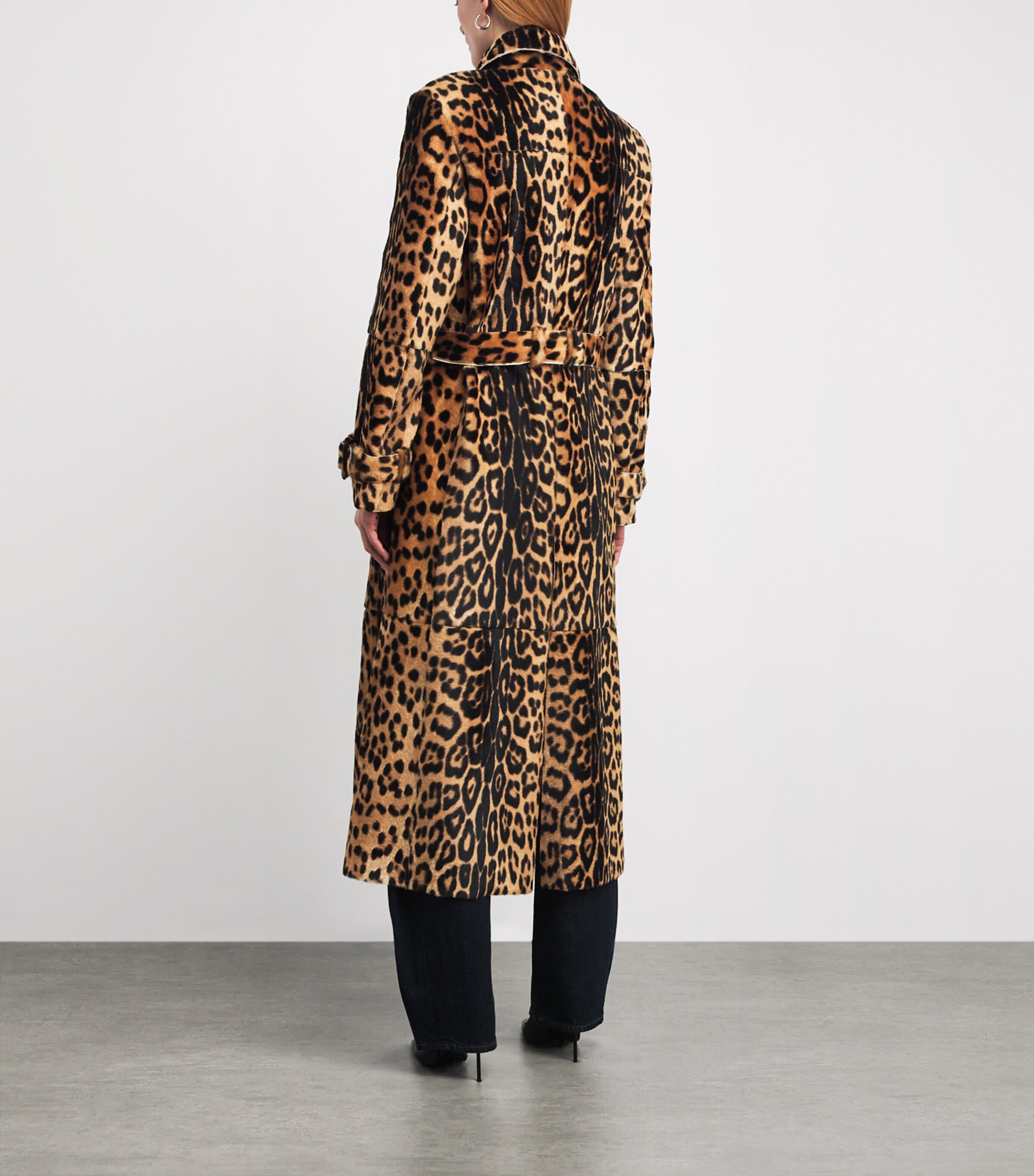 NOUR HAMMOUR Womens Ponyhair Leopard Tate Overcoat Leopard Image 4