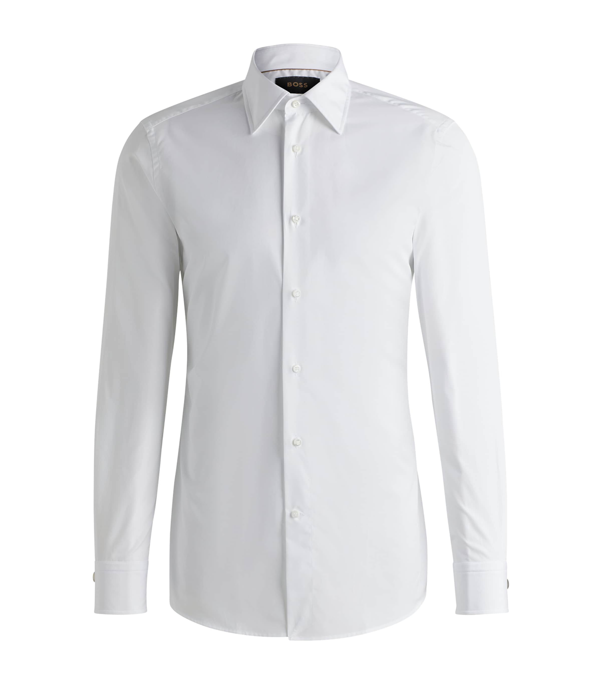 Shop Hugo Boss Cotton Poplin Slim Shirt In White