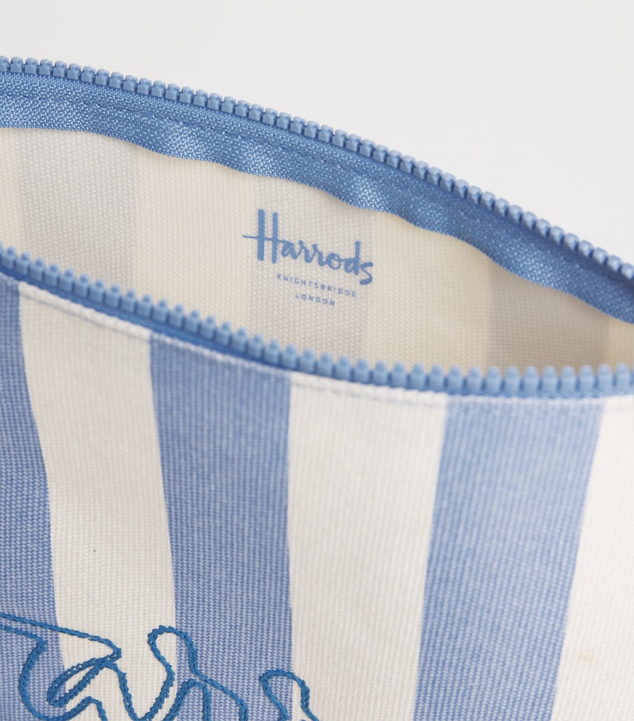 Medium Cotton Stripe Logo Pouch BLUE Image 3