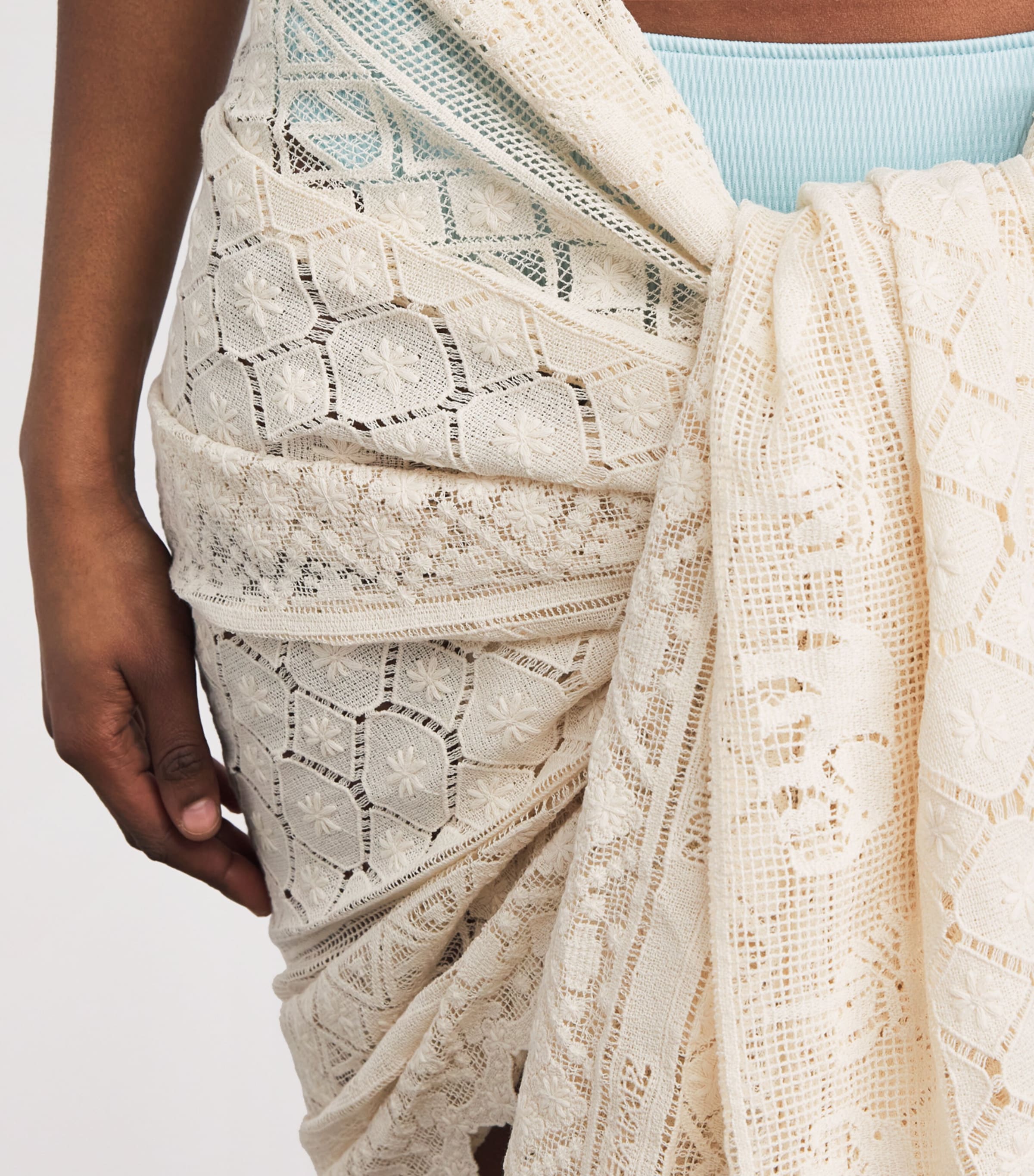 Zimmermann Womens Lace Monogram Pareo Cream Image 3