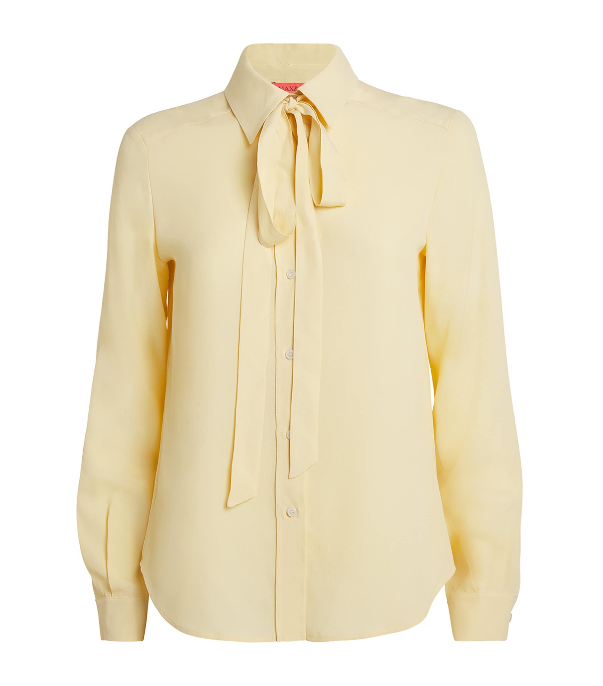 Crepe de Chine Scarf-Neck Shirt YELLOW Image 1