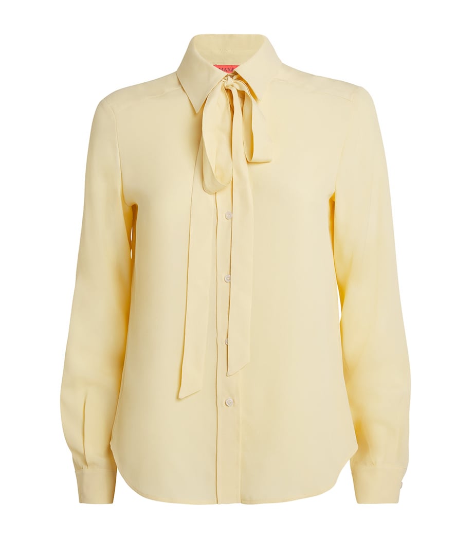 Crepe de Chine Scarf-Neck Shirt YELLOW Image 1