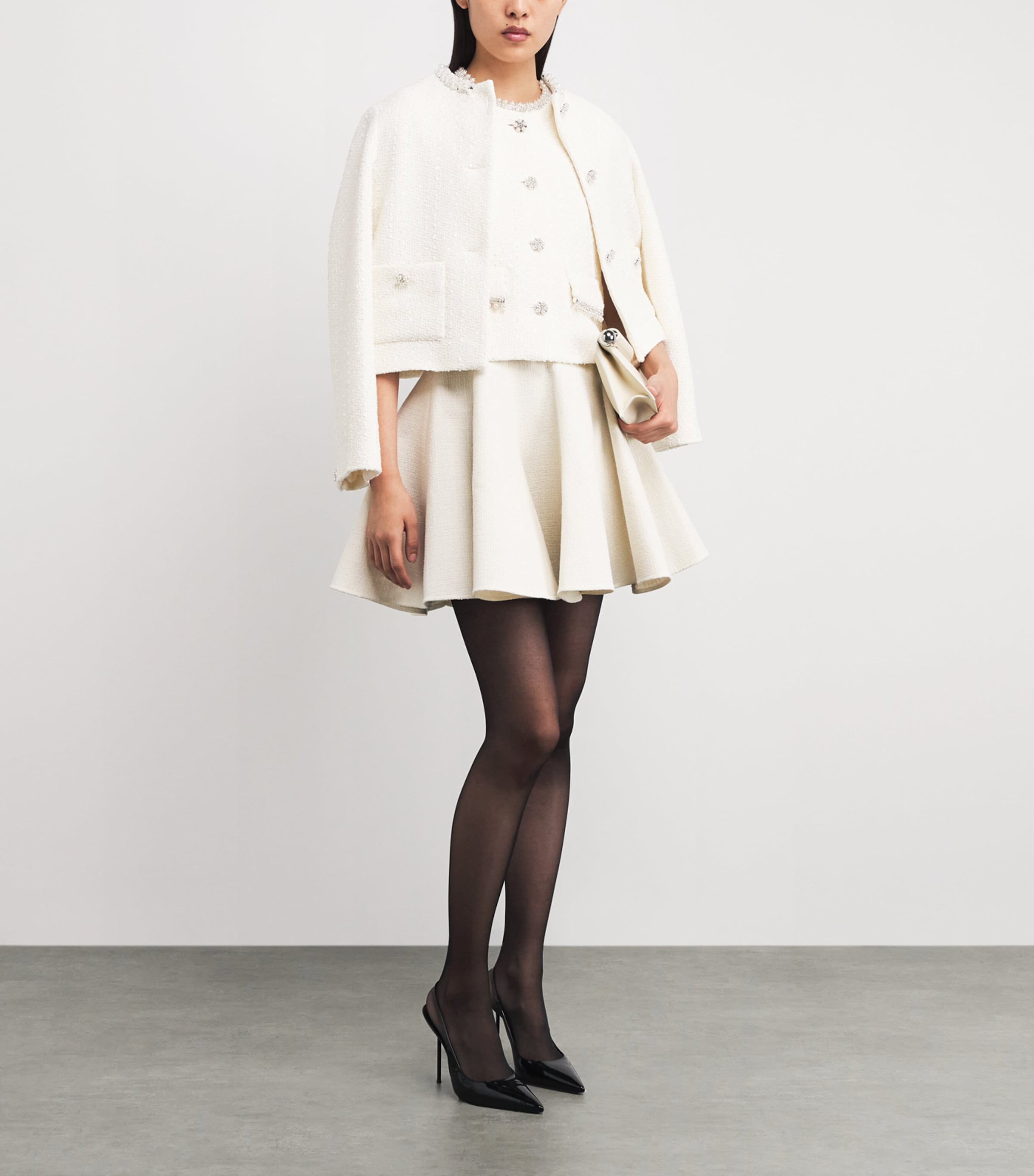 Tweed Jewel-Embellished Waistcoat ECRU Image 2