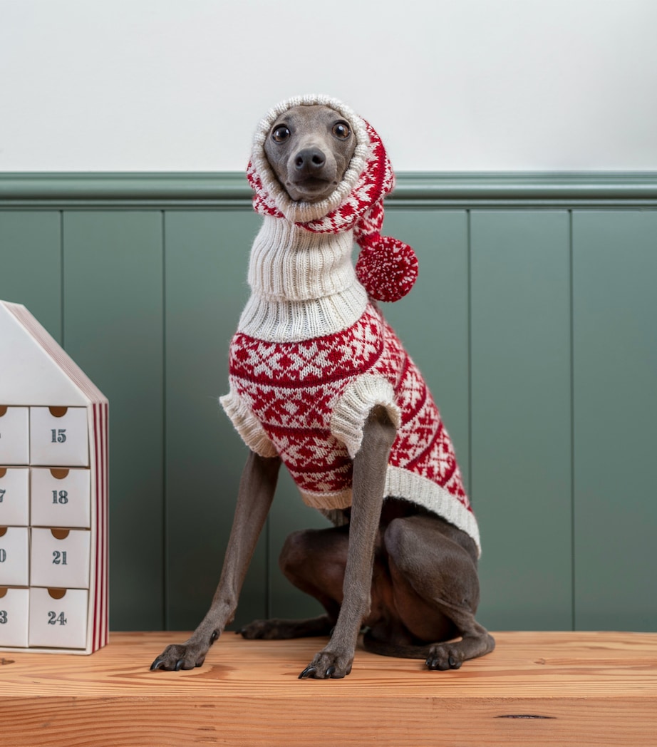 Alpaca-Blend Christmas Dog Sweater WHITE / RED Image 3