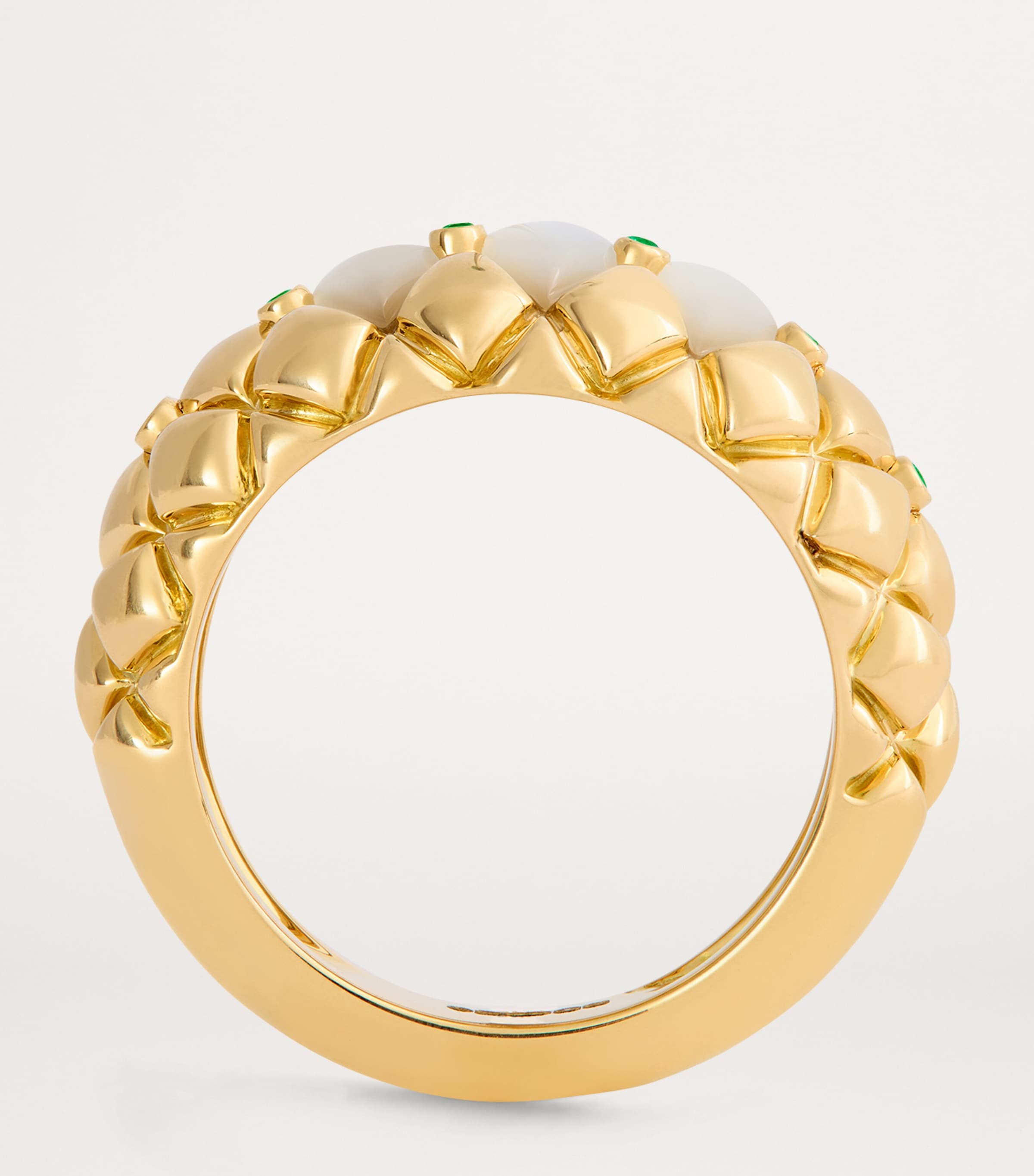 Yellow Gold, Diamond and Emerald Bond Street Curve Ring YELLOW GOLD Image 3