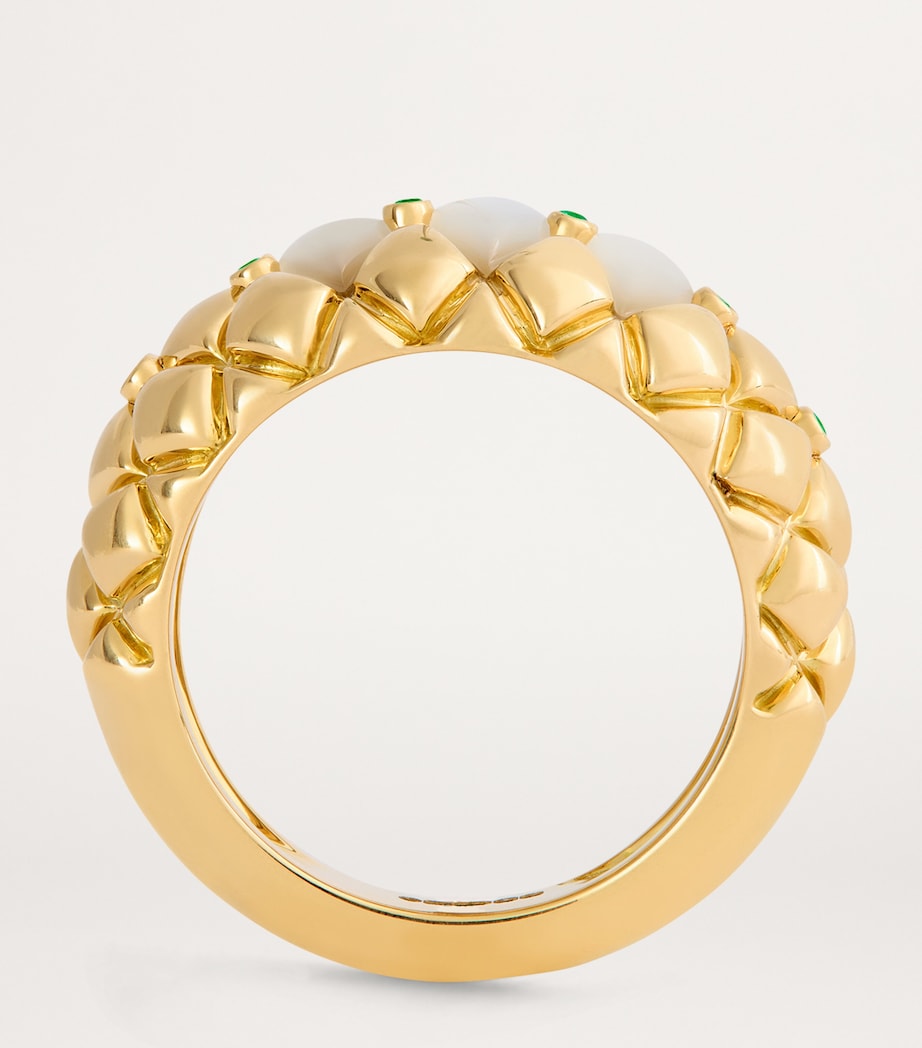 Yellow Gold, Diamond and Emerald Bond Street Curve Ring YELLOW GOLD Image 3