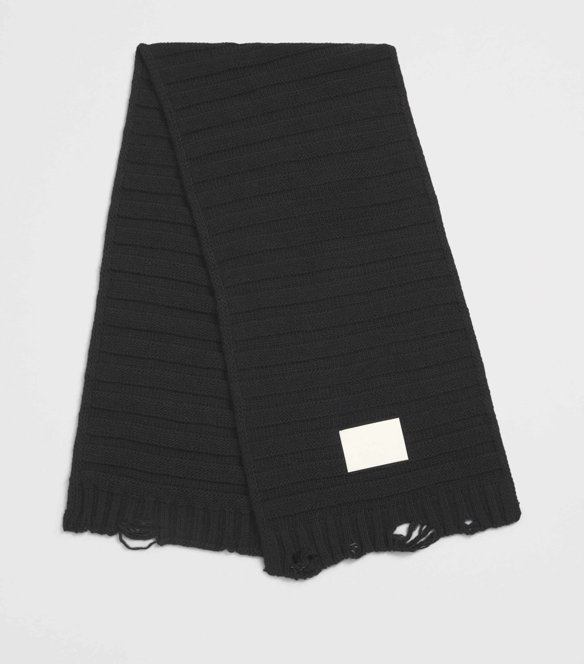 Mm6 Maison Margiela Wool-blend Distressed Scarf In Black