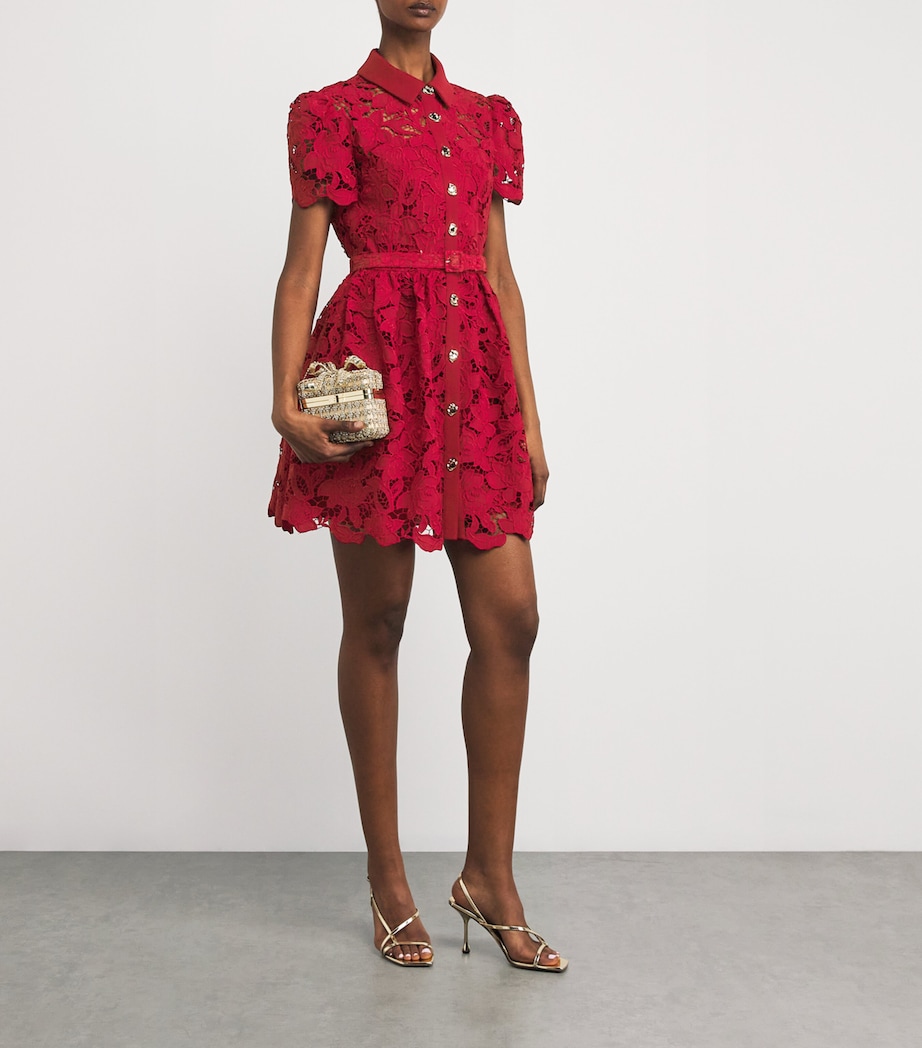 Lace Belted Mini Dress BURGUNDY Image 2