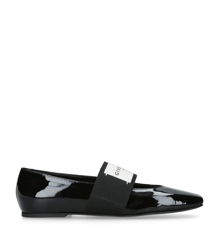 Leather Squared Toe Ballet Flats BLACK Image 1