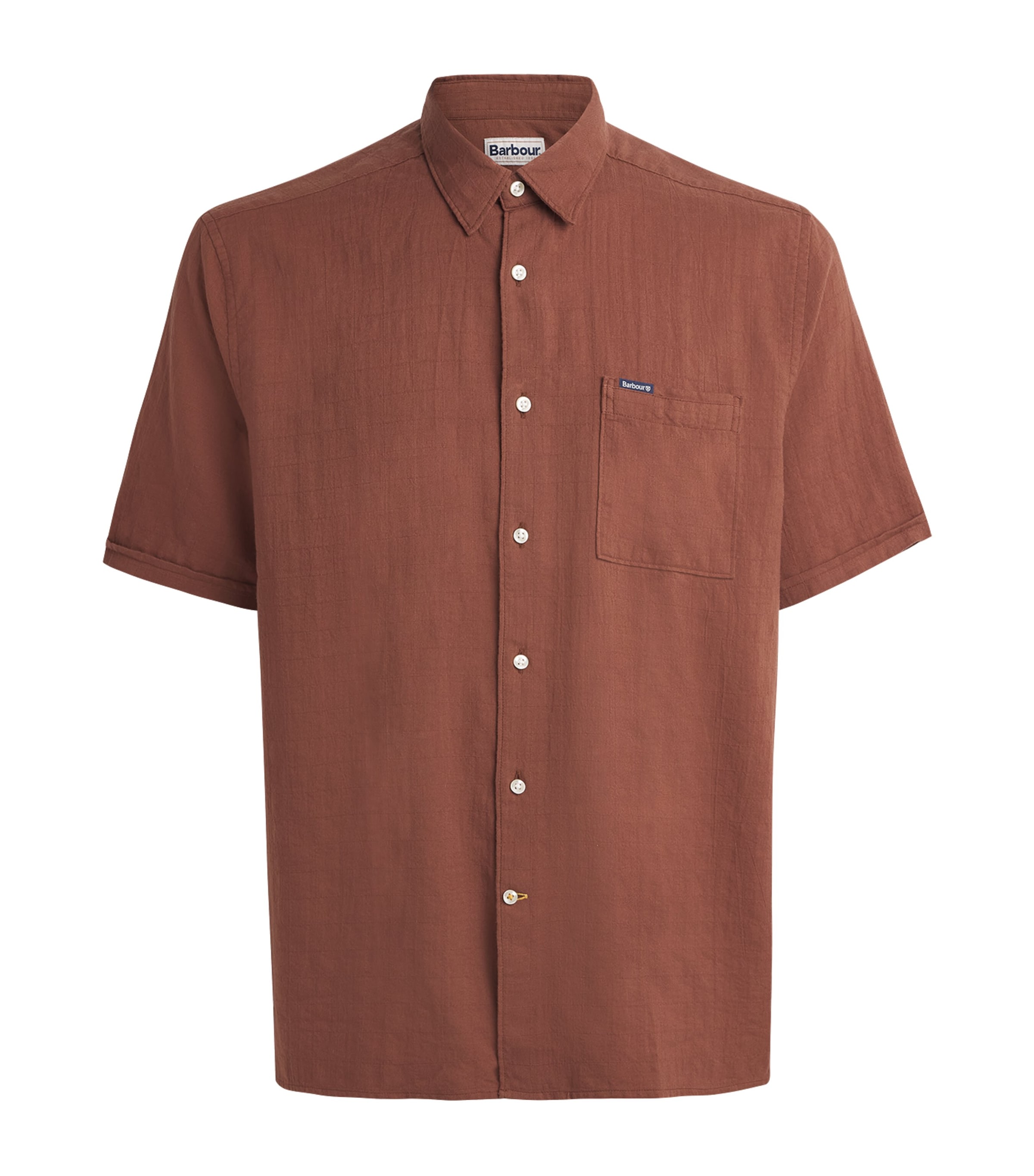 Barbour Mens Cotton Ripstop Kingswood Shirt Burnt Pepper Image 1