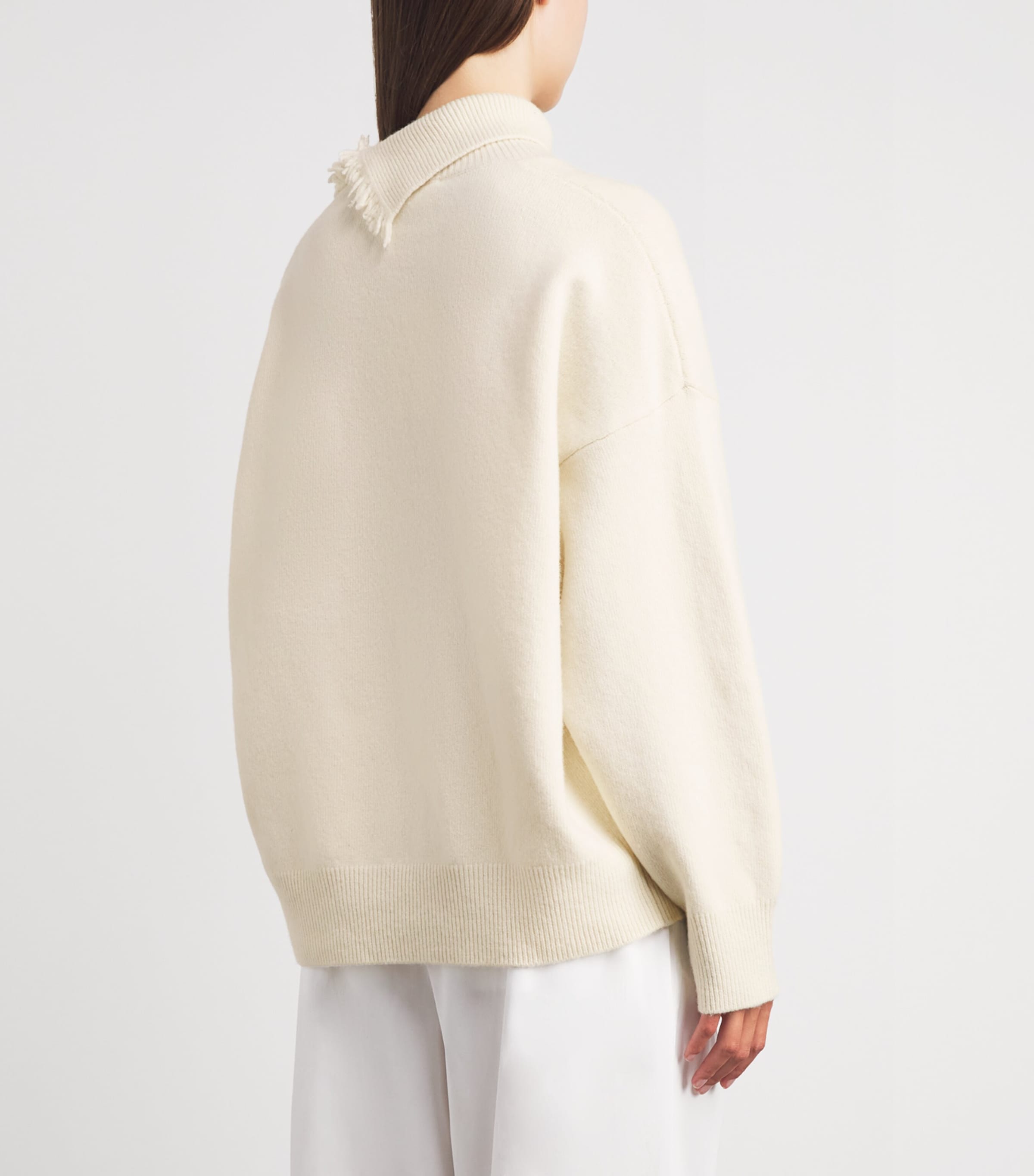Róhe Womens Wool-Blend Raw-Hem Sweater Off White Image 5