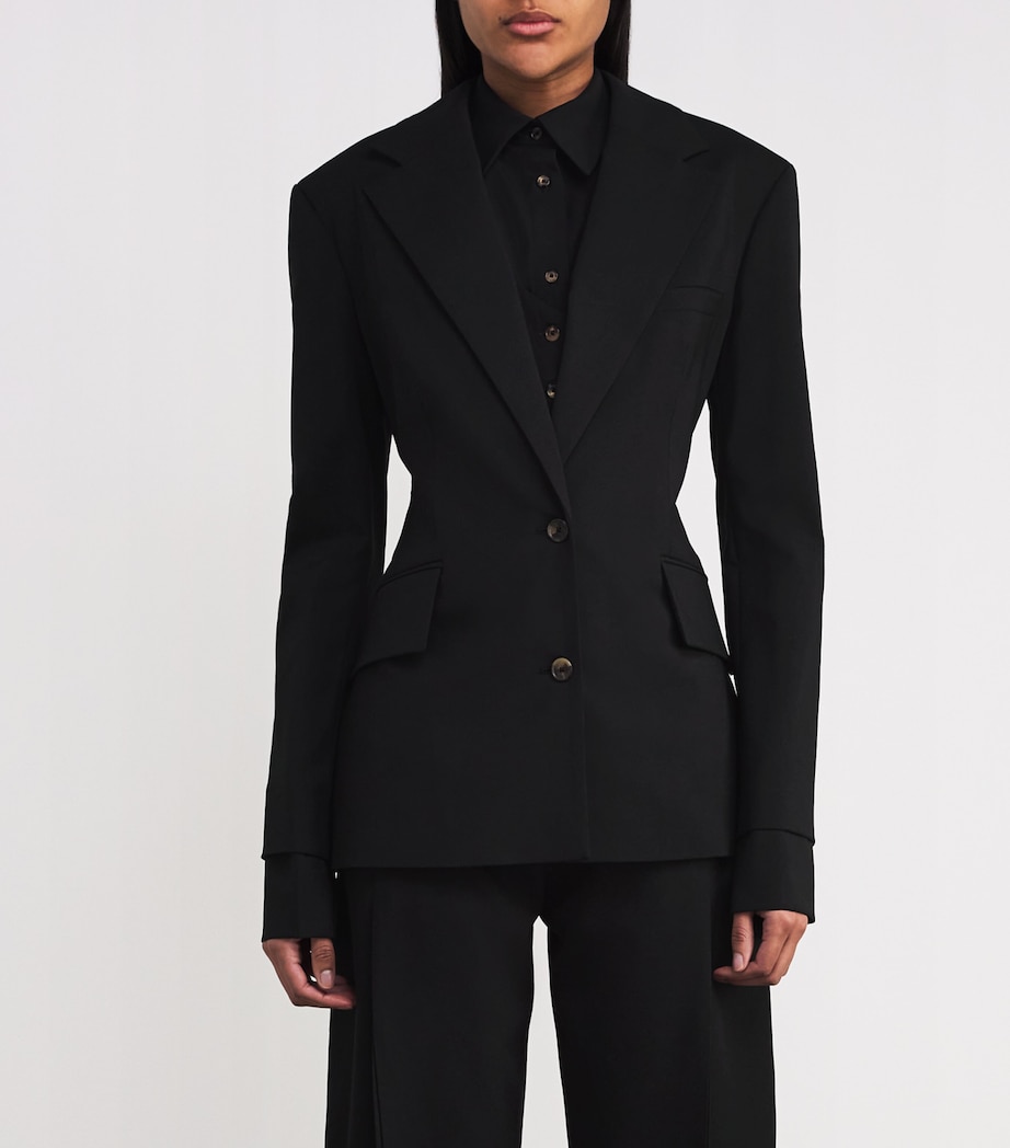 Wool Open-Back Blazer BLACK Image 4