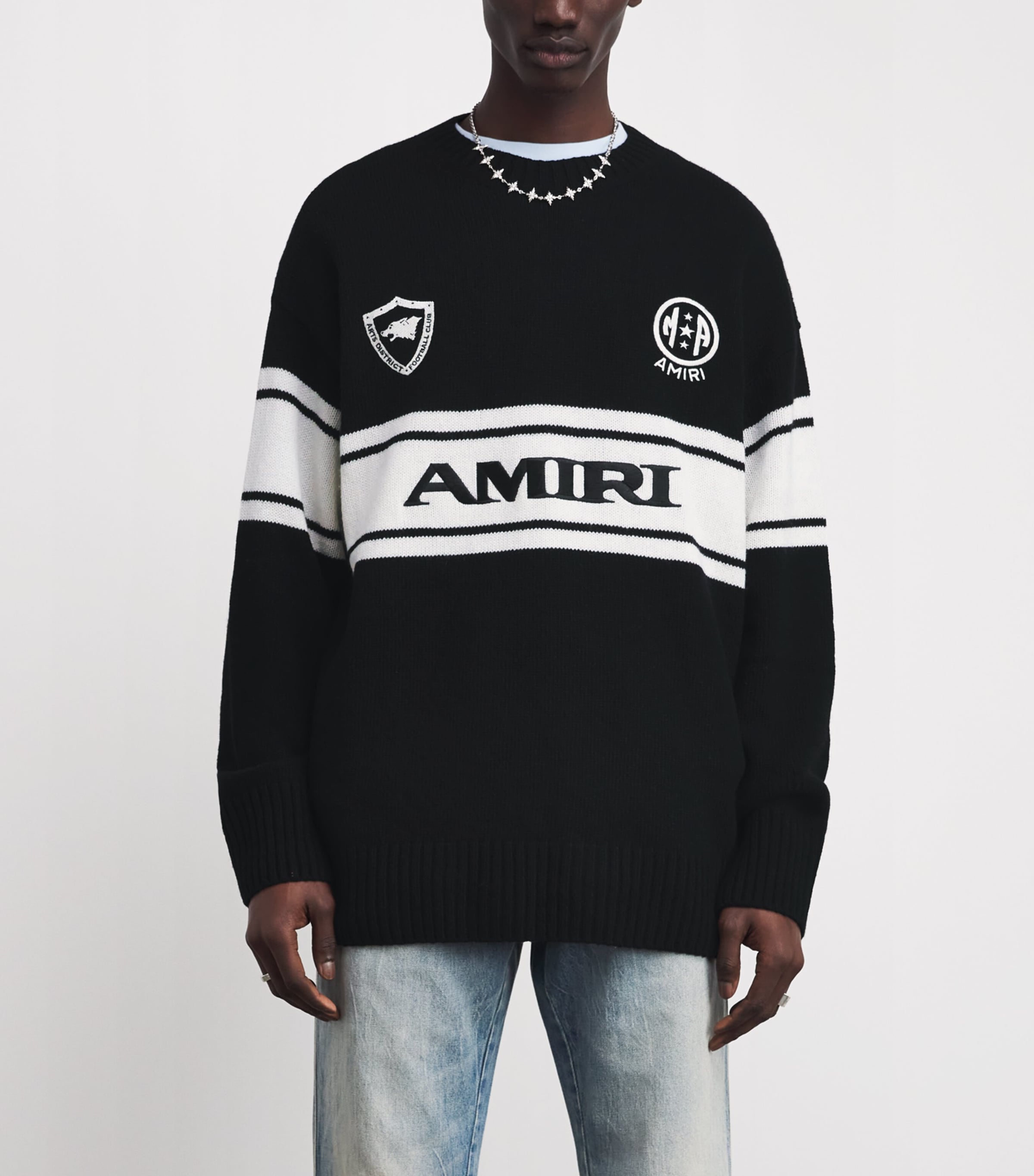 AMIRI Mens Wool Logo Oversized Sweater Black Image 3