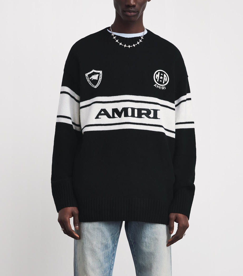 AMIRI Mens Wool Logo Oversized Sweater Black Image 3