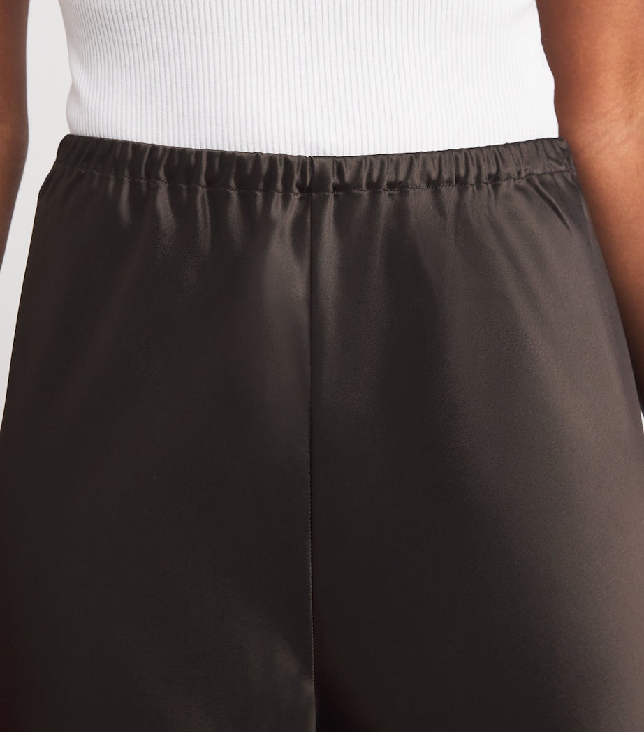 Satin Wide-Leg Trousers CHOCOLATE Image 6