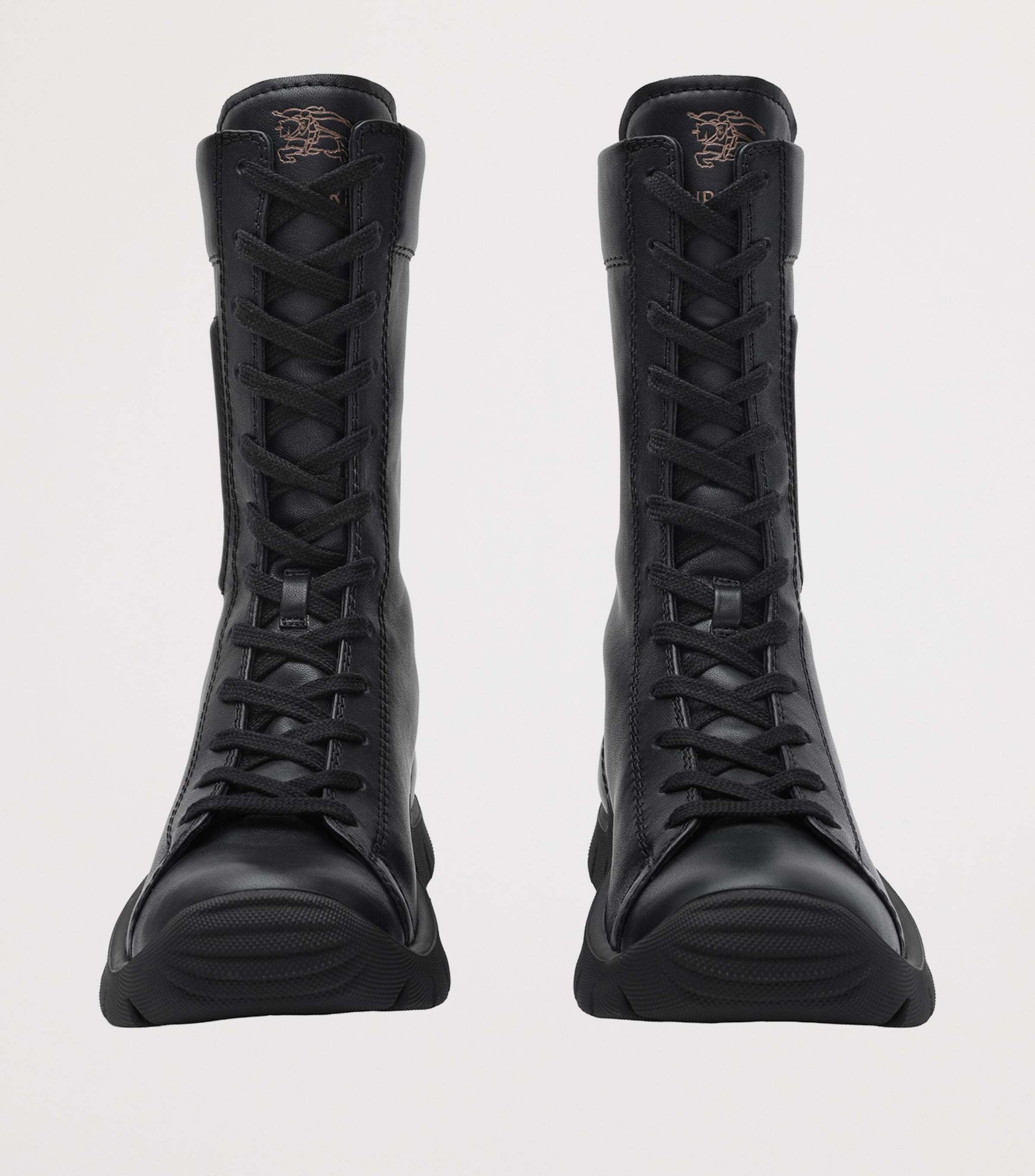 Burberry Leather Tone Lace-Up Boots Black Image 2