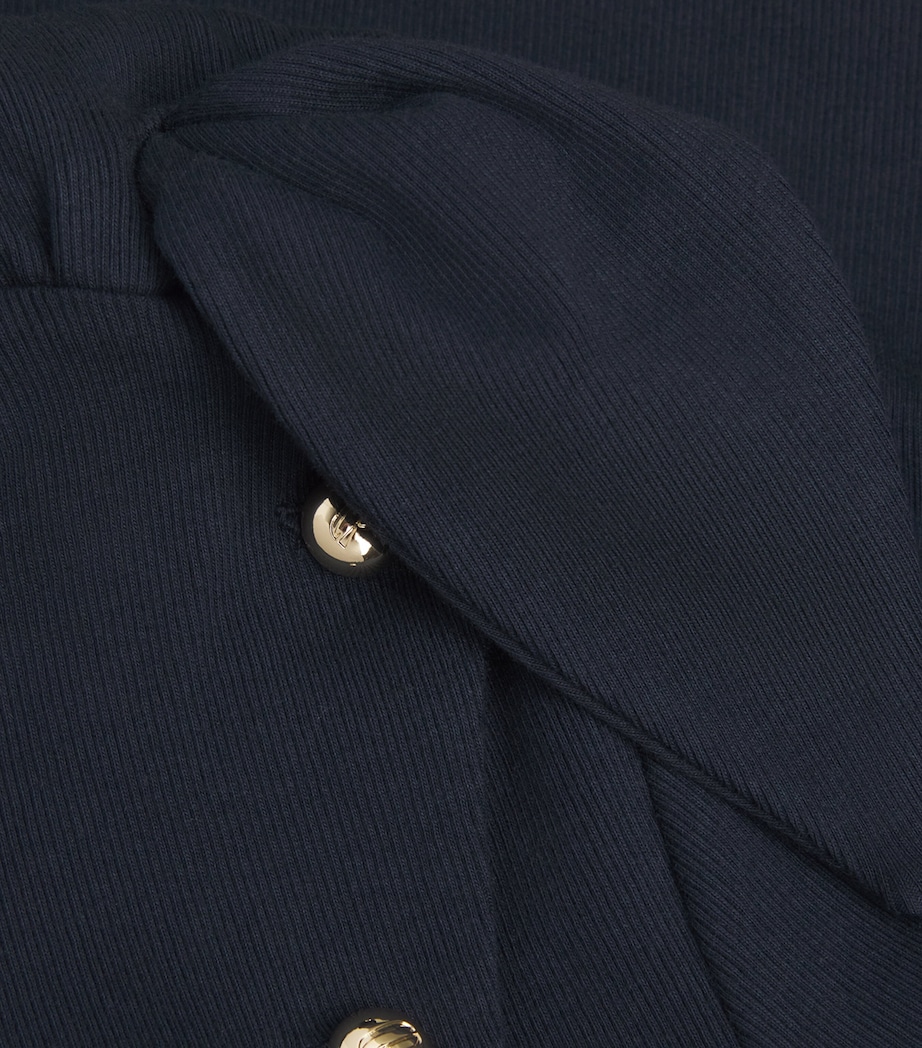 Stretch Cotton Asymmetric Cardigan NAVY Image 5