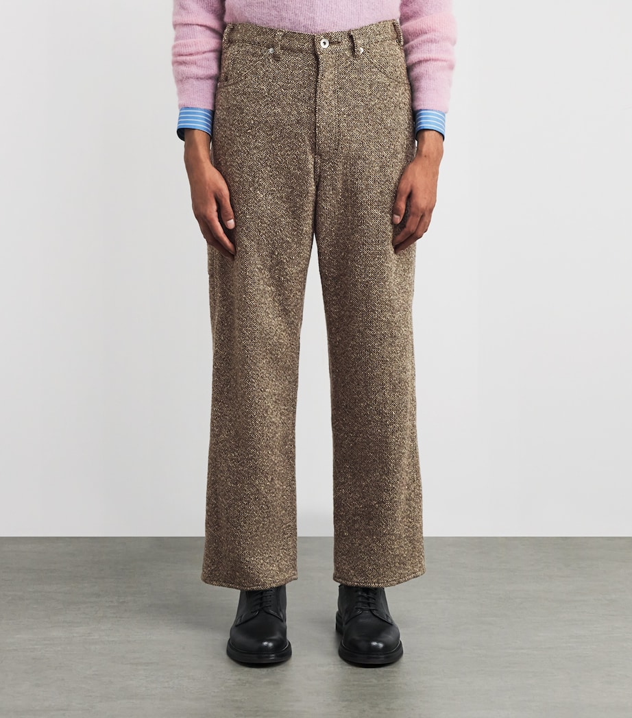 Wool Tweed Painter Trousers BROWN Image 3