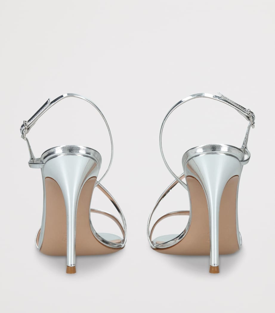Gianvito Rossi Metallic Leather Manhattan Heeled Sandals 95 Silver Image 2
