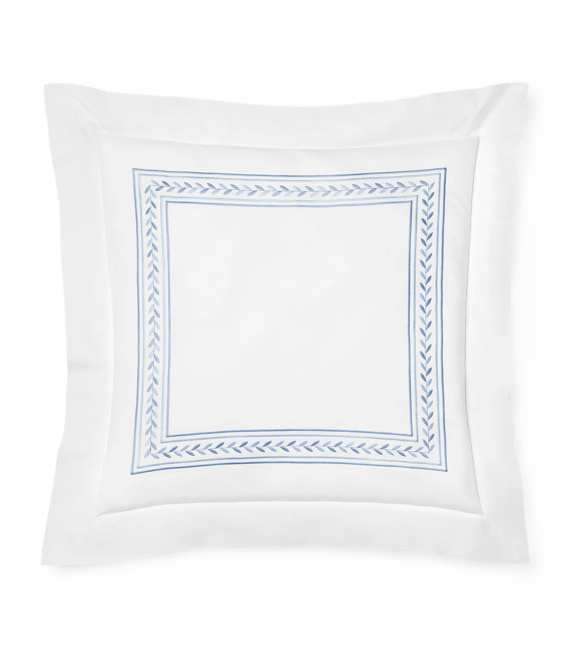 Pratesi Silk-Cotton Impero Square Pillowcase (65cm x 65cm) Wht/medium Blue Image 1
