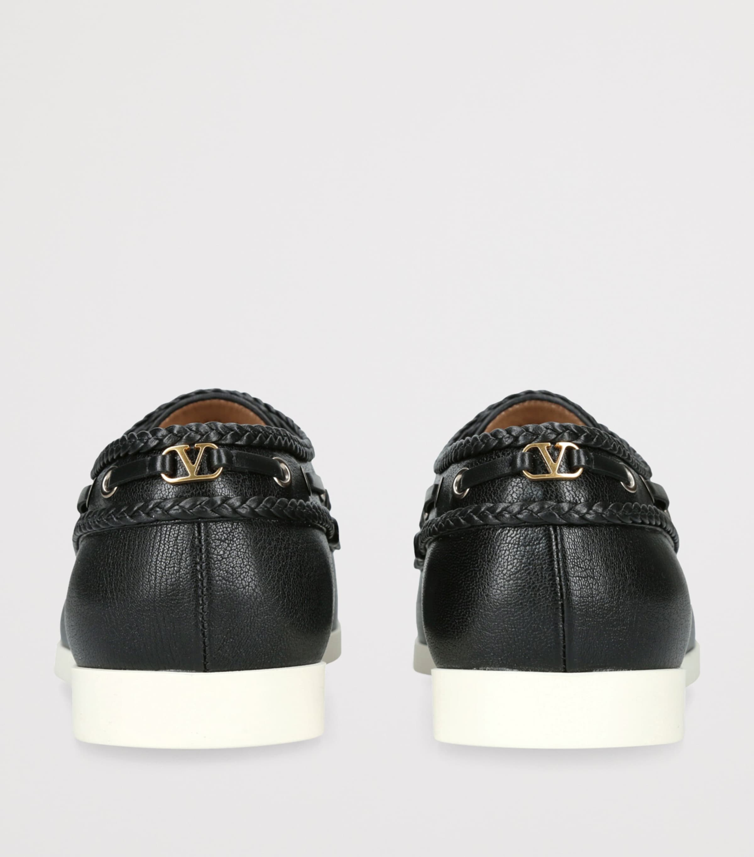 Leather Boat Shoes BLACK Image 2