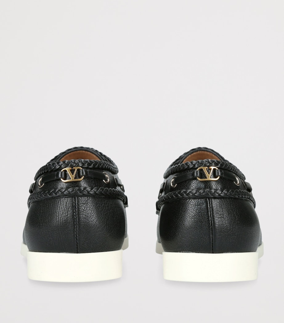 Leather Boat Shoes BLACK Image 2
