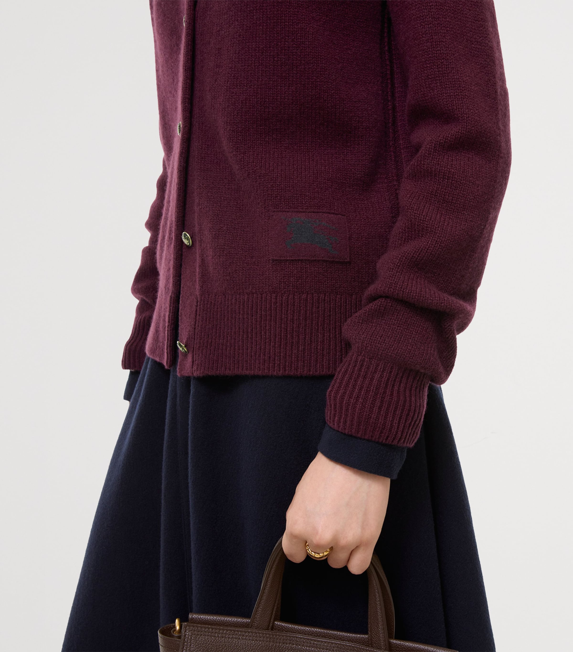 Burberry Womens Cashmere Crew-Neck Cardigan Acer Purple Image 3