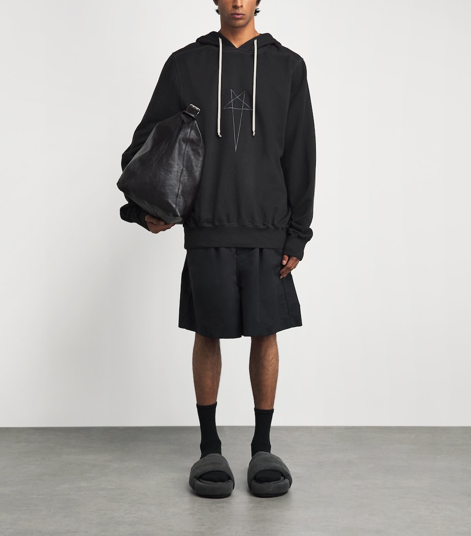 Rick Owens Mens Cotton Pentagram Hoodie Fad Blk/slvr Image 2