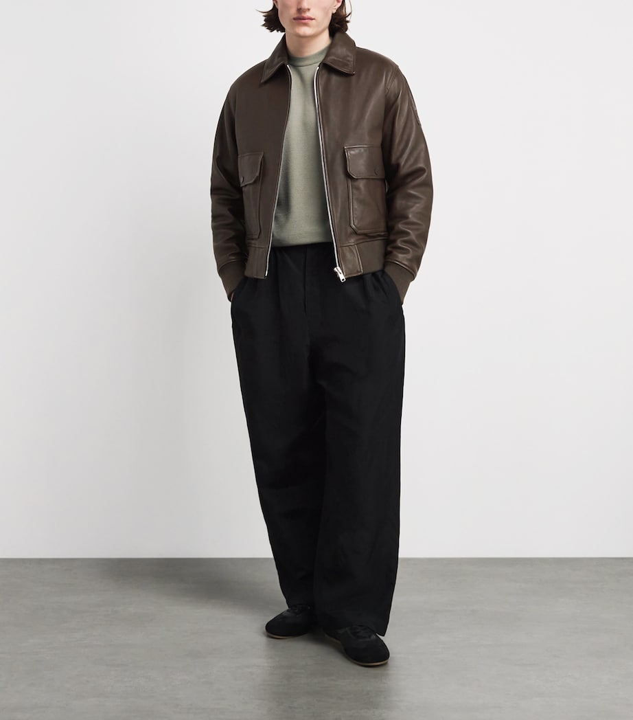 Belstaff Mens Leather Pilot Jacket Faded Olivefdoli Image 2