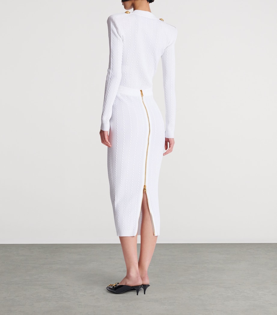 Cable-Knit Midi Skirt 0FA BLANC Image 3