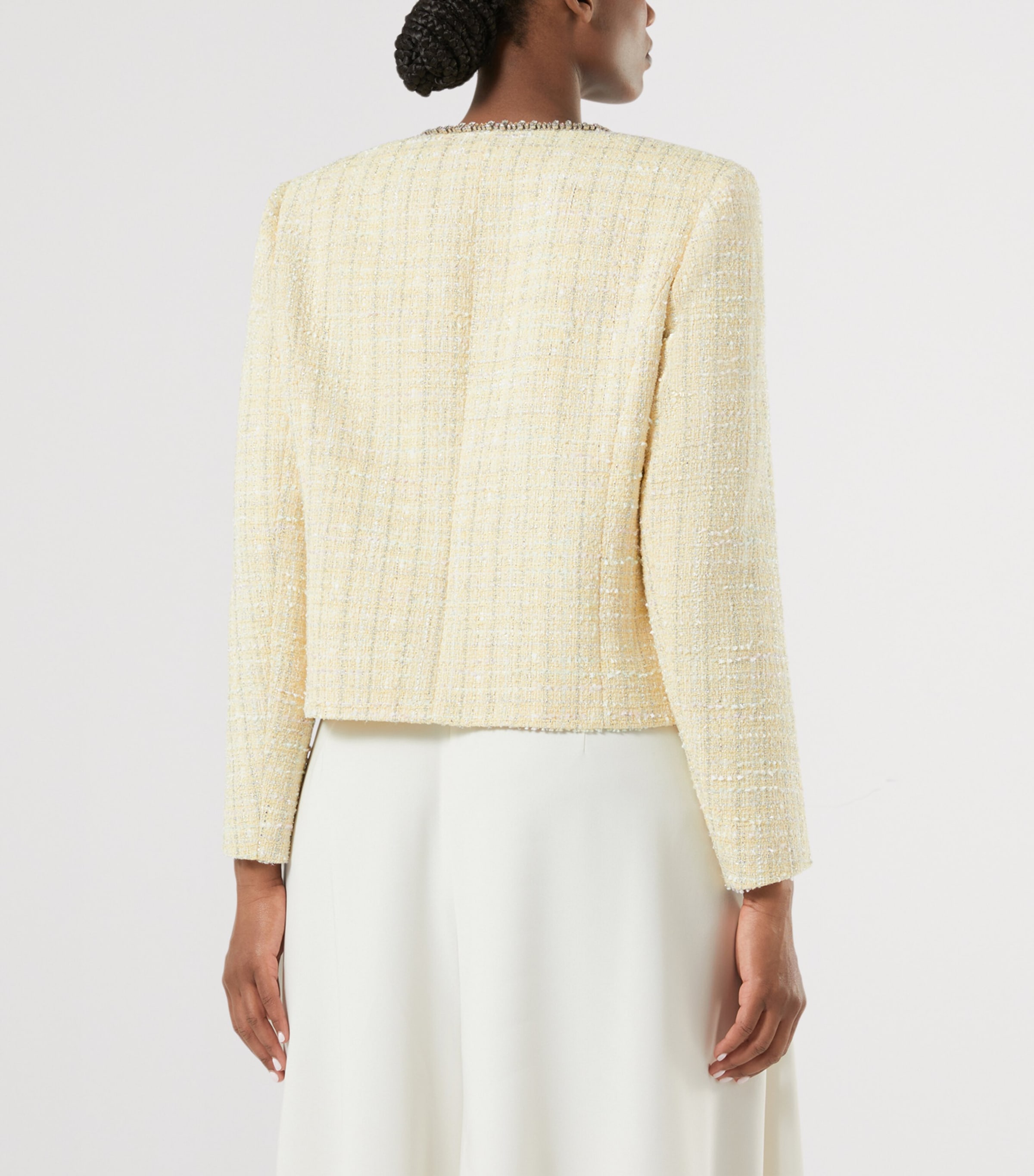 Marina Rinaldi Womens Tweed Embellished Blazer Champagne Image 4