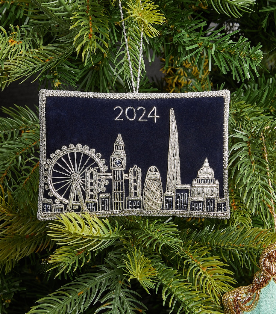 Beaded London Skyline Tree Decoration NAVY/SILVER Image 2