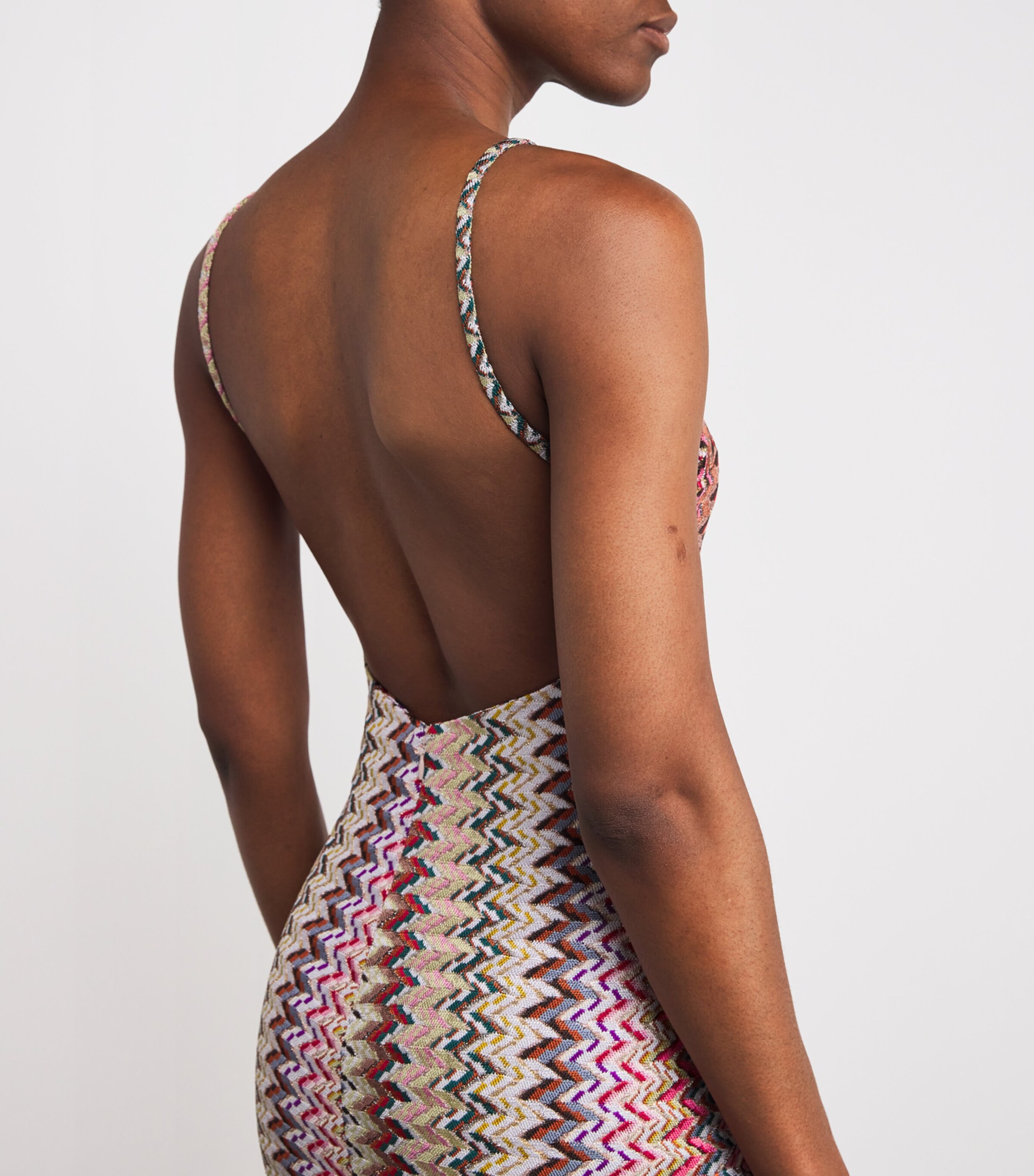 sachin and babi light blue dress MISSONI One-shoulder cutout printed mesh maxi dress main image 1