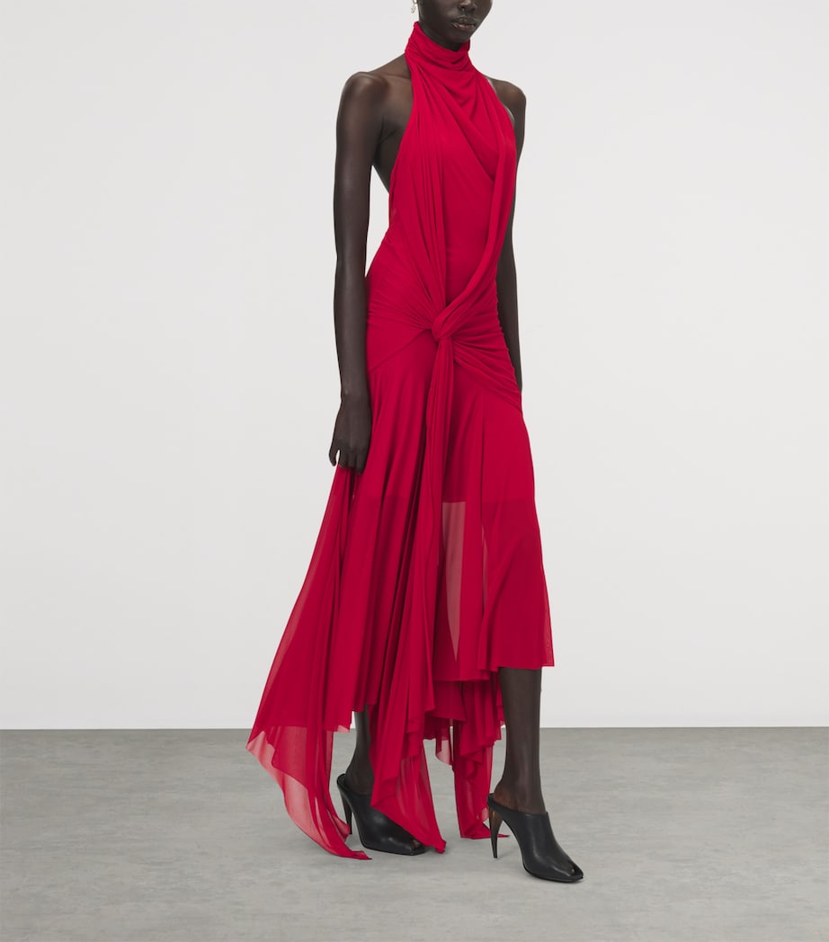 McQueen Womens Asymmetric Draped Maxi Dress Image 3