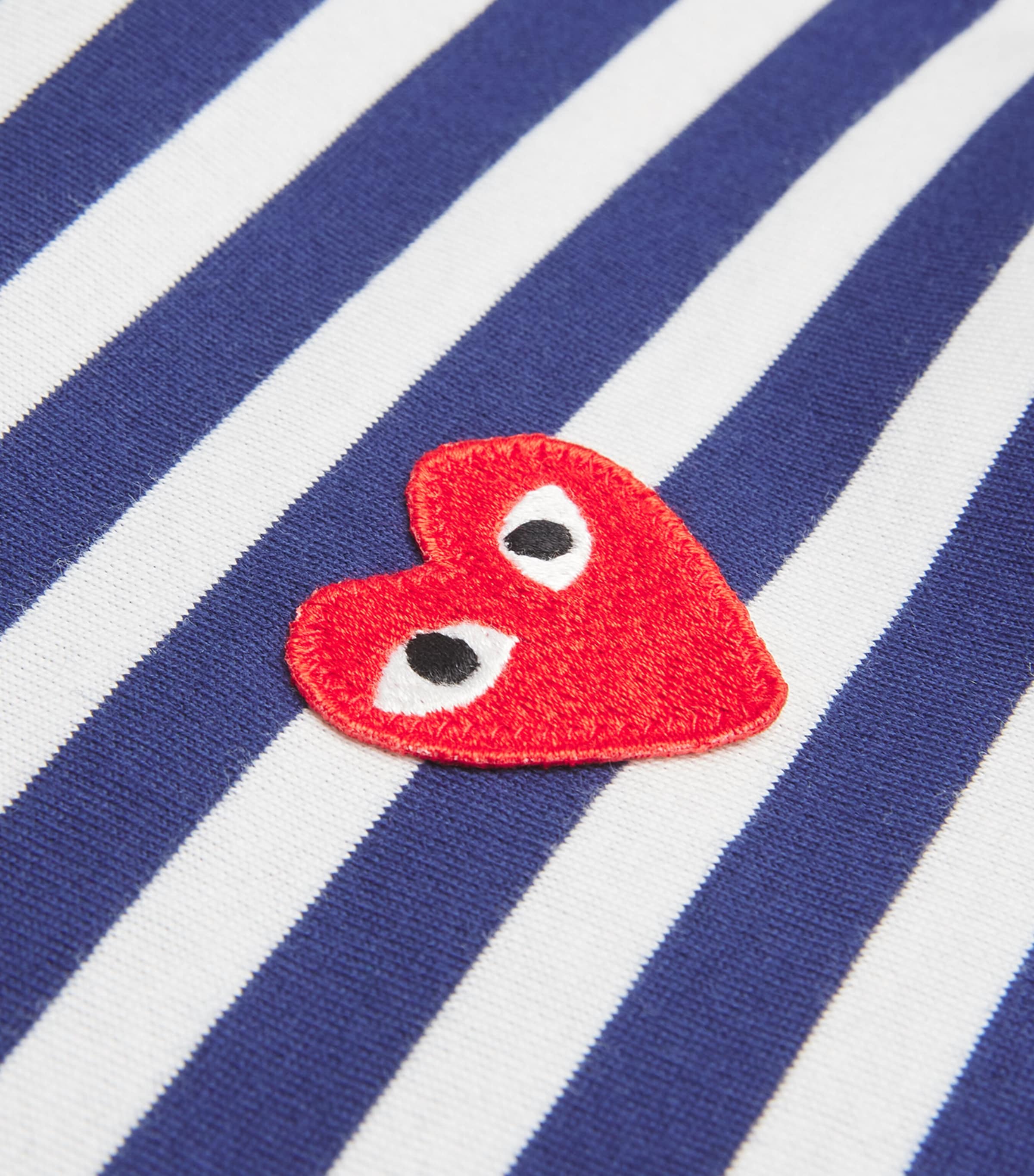 Comme Des Garçons Play Mens Heart Logo Striped T-Shirt Navy Image 5