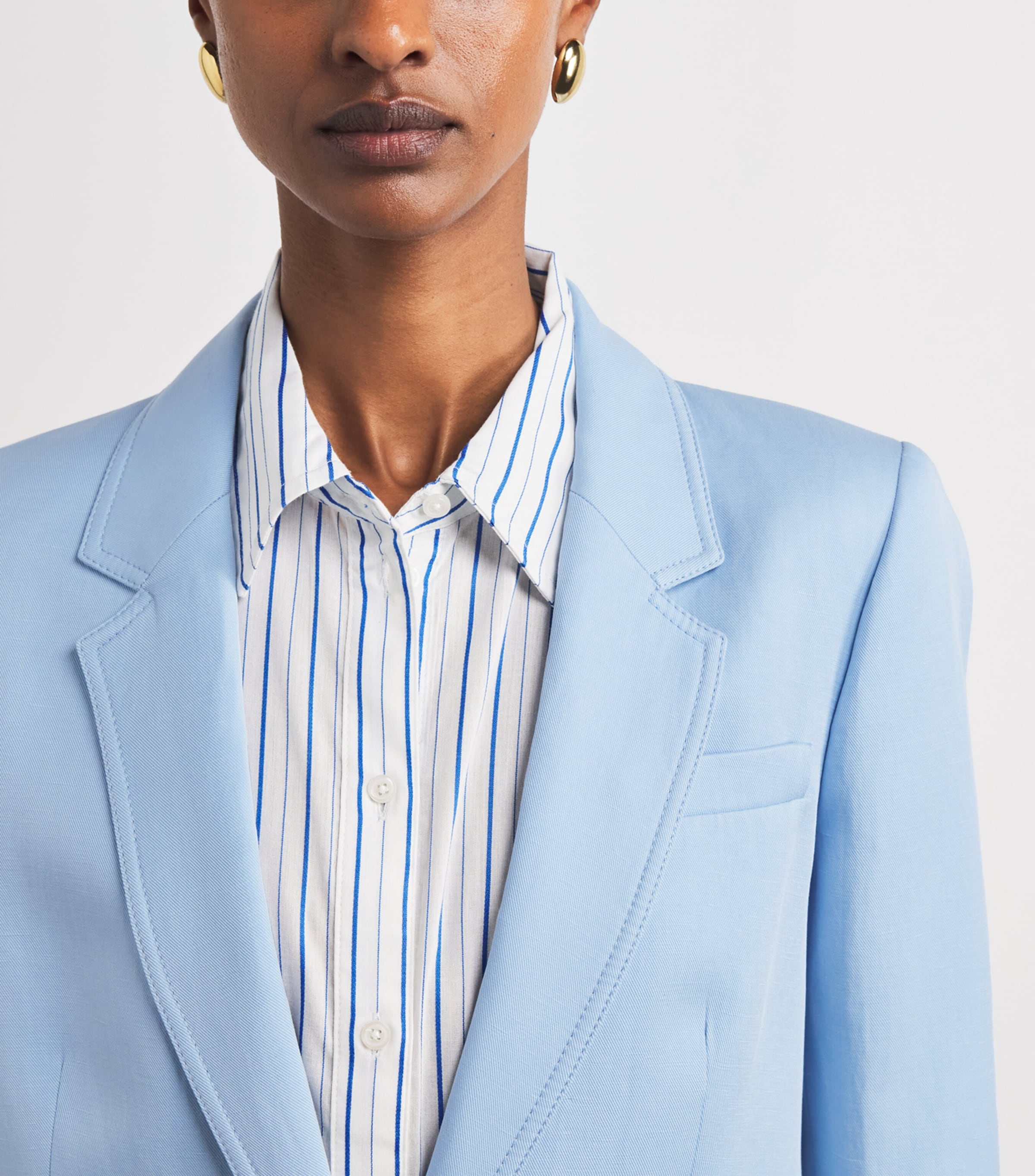 ME+EM Womens Sharp Shoulder Blazer Sky Blue Image 3