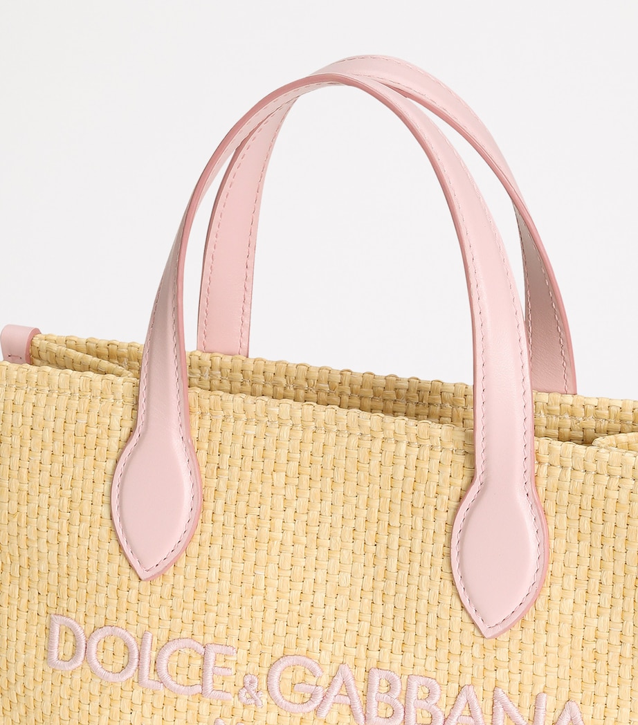 Dolce&Gabbana Kids Straw Logo Tote Bag Naturale/rosa Image 5
