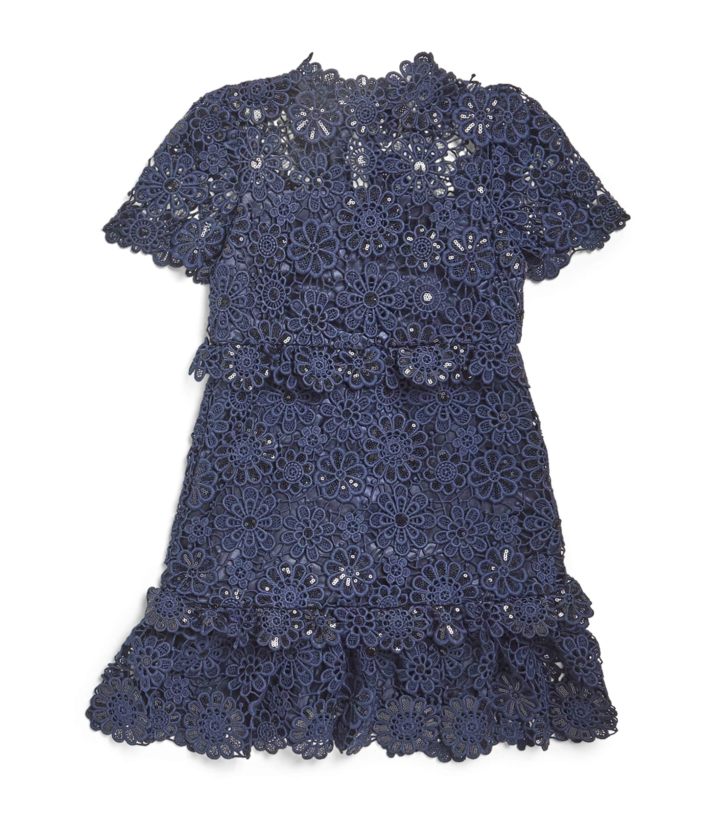 Shop Marlo Sequin And Lace Audrey Dress In Navy