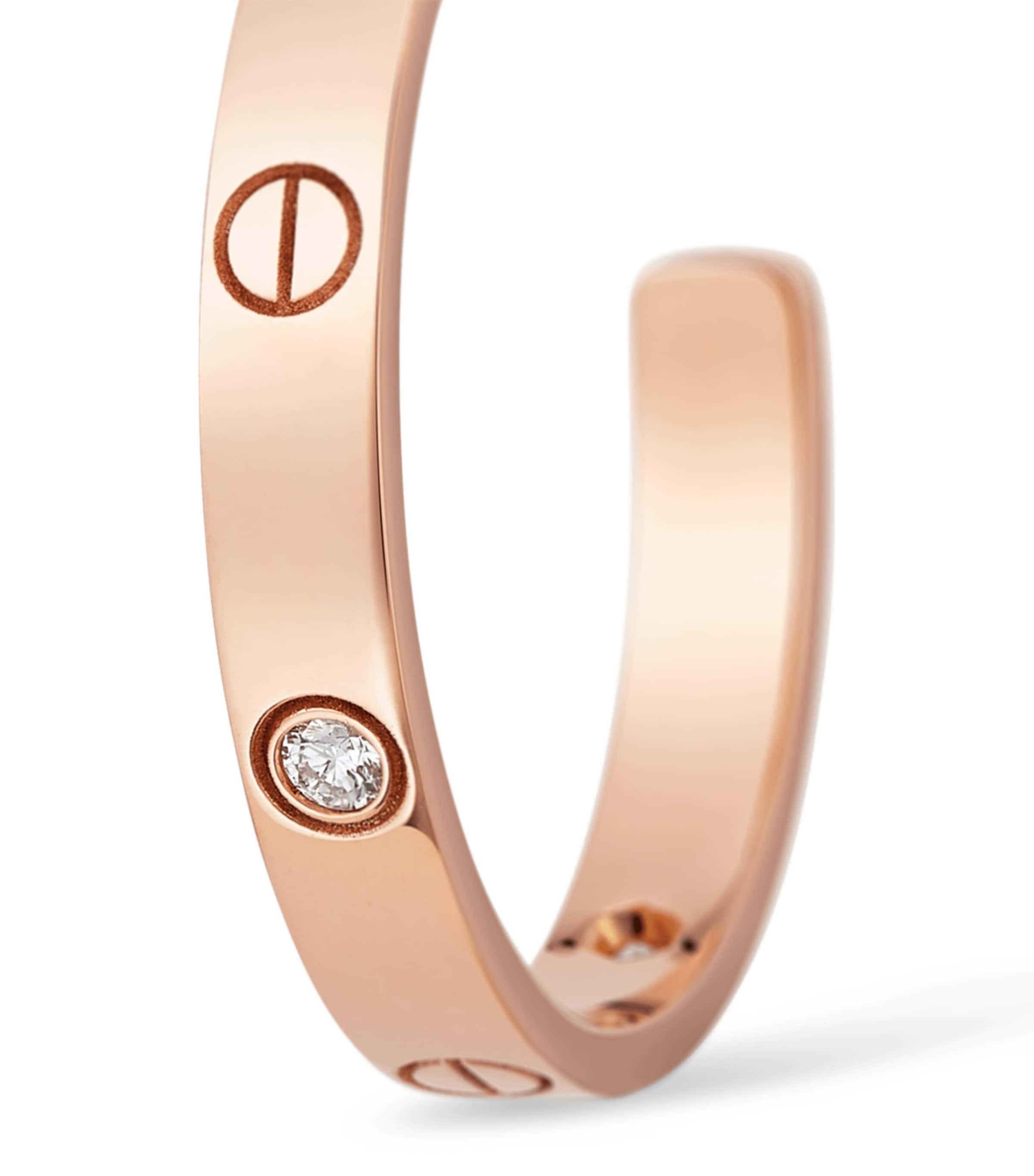 Rose Gold and Diamond Love Hoop Earrings ROSE GOLD Image 2