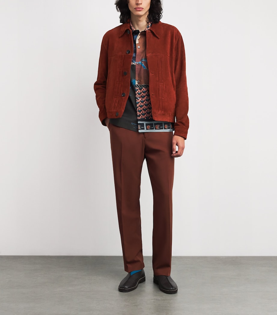 Suede Pleated Trucker Jacket RED-26B Image 2