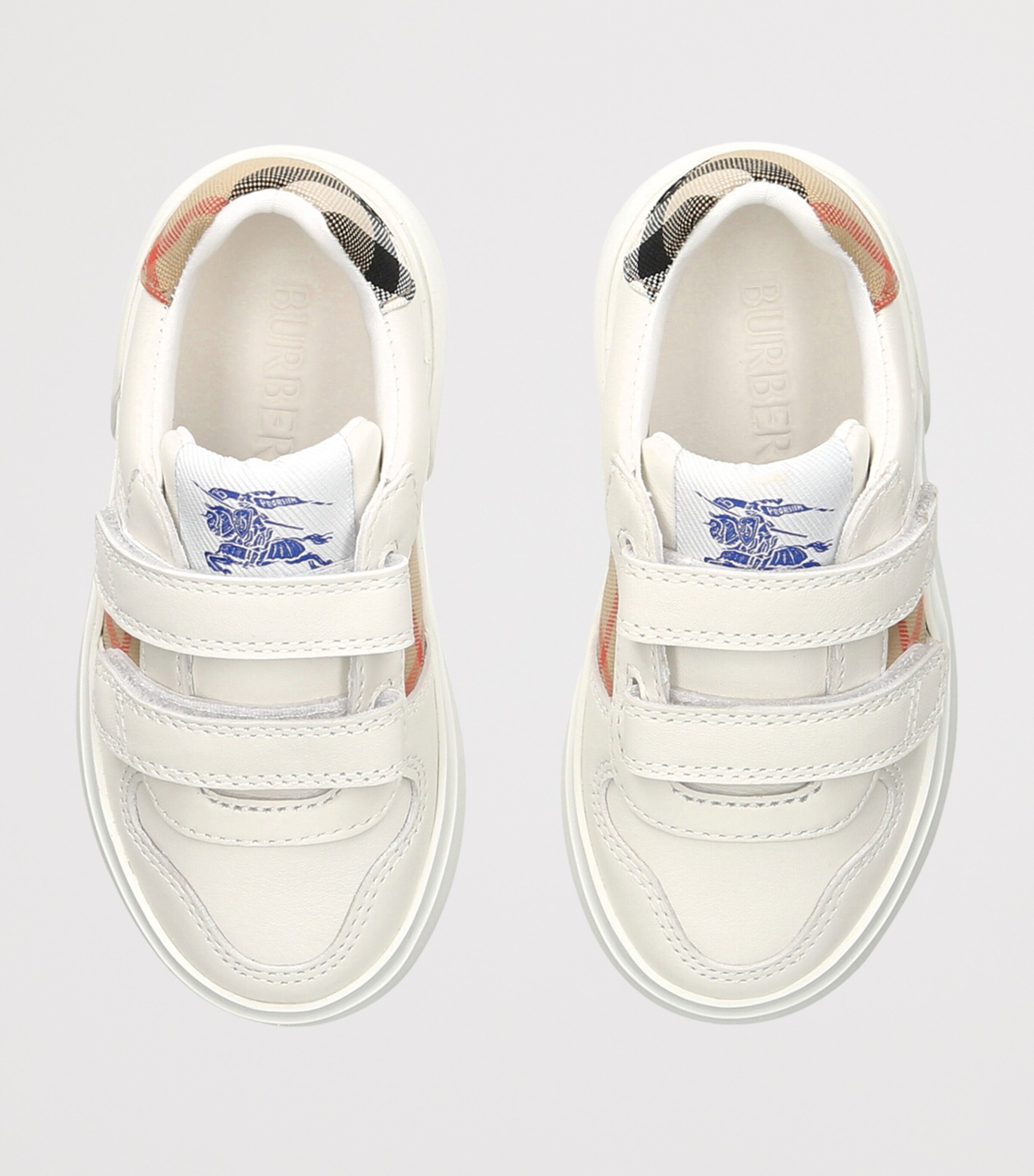 Burberry Kids Leather Noah Sneakers White/comb Image 3