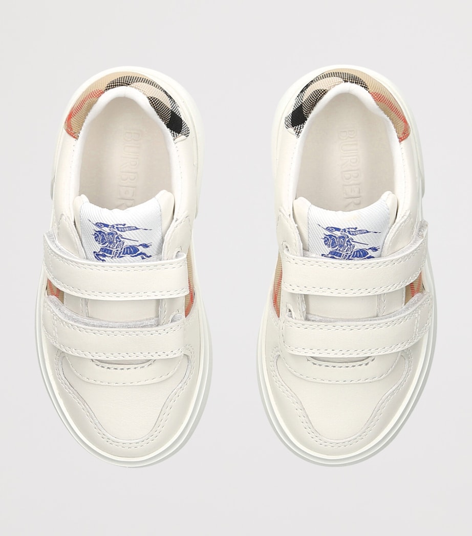 Burberry Kids Leather Noah Sneakers White/comb Image 3